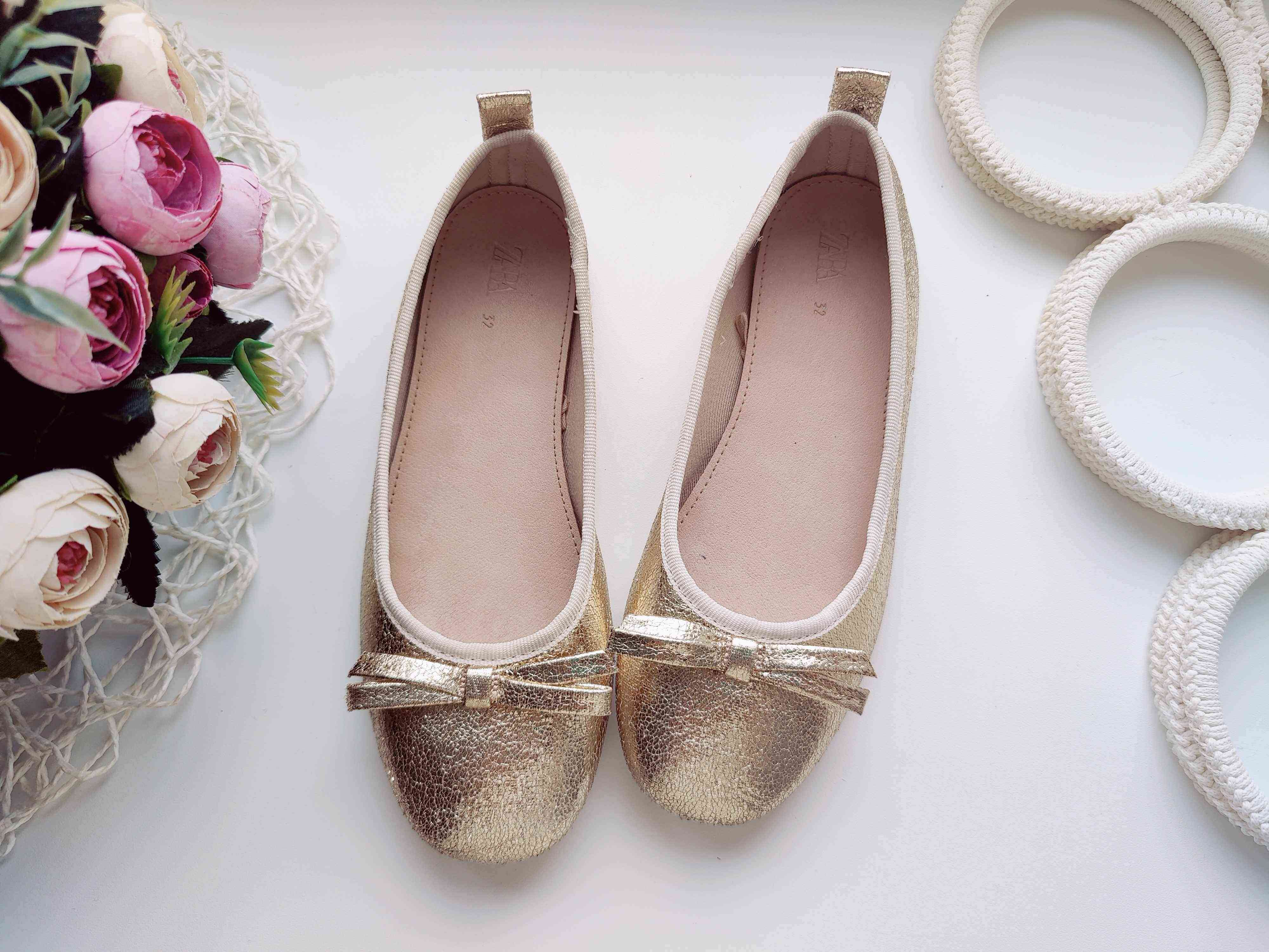 32 (20,5 см) Золотисті балетки
