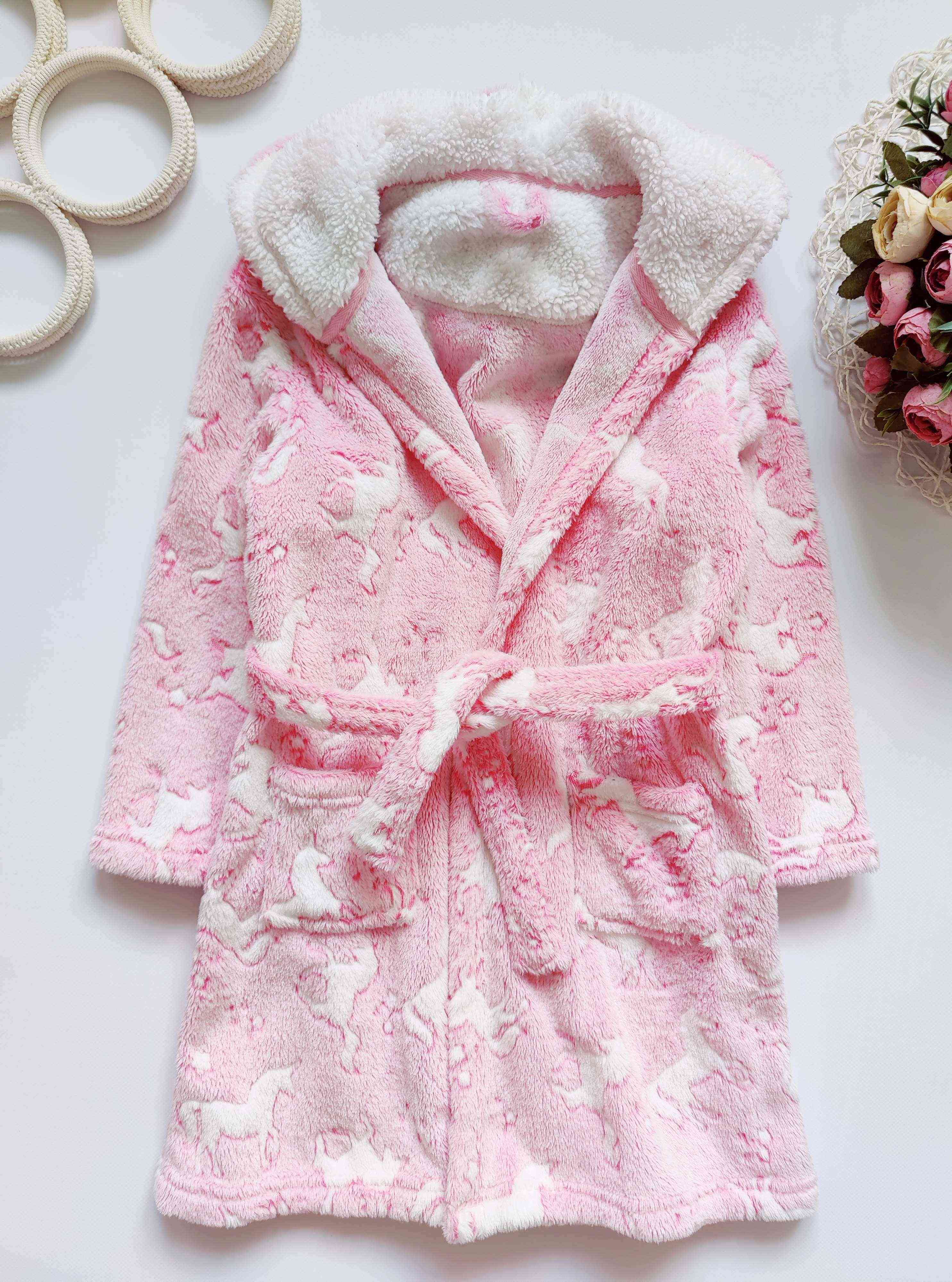 5,6 років, зріст 110,116 Махровий халат у однорогах