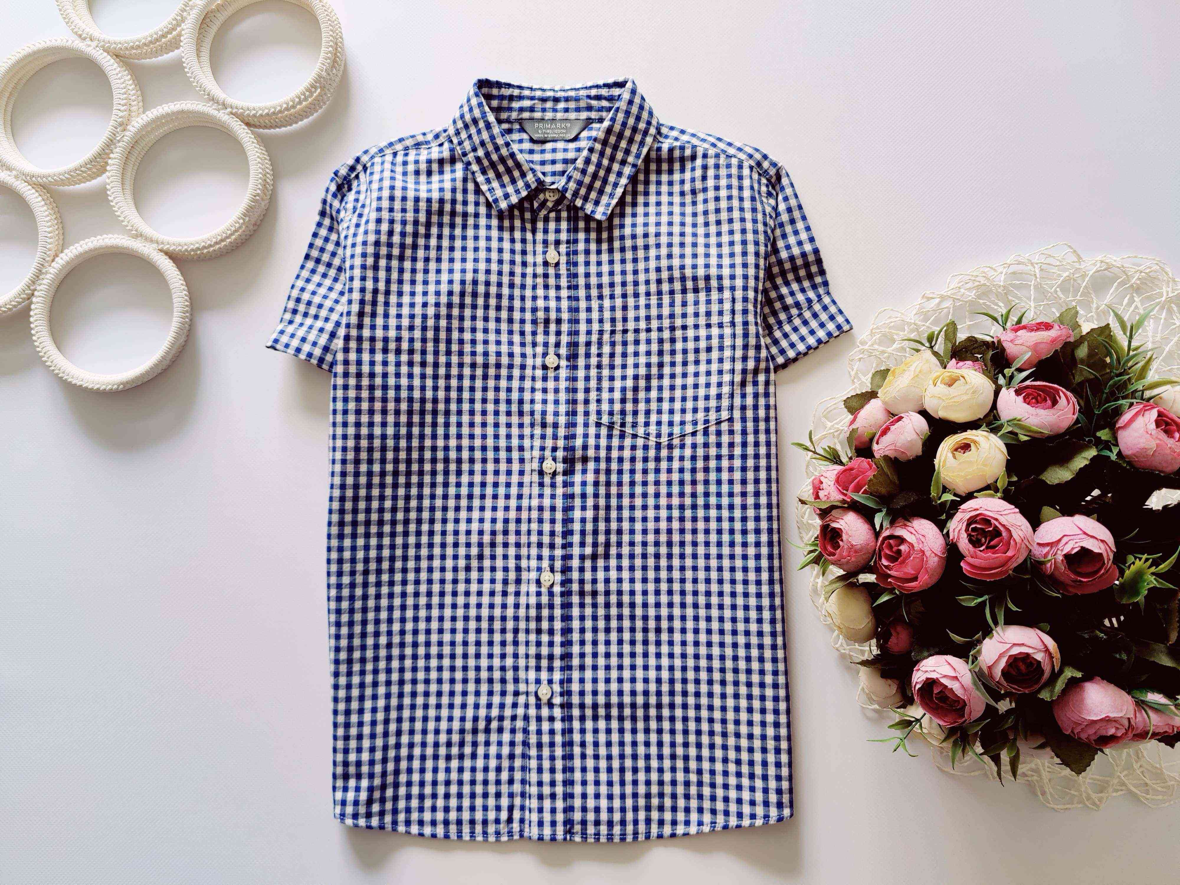 6,7 лет, рост 122 Детская рубашка в клеточку