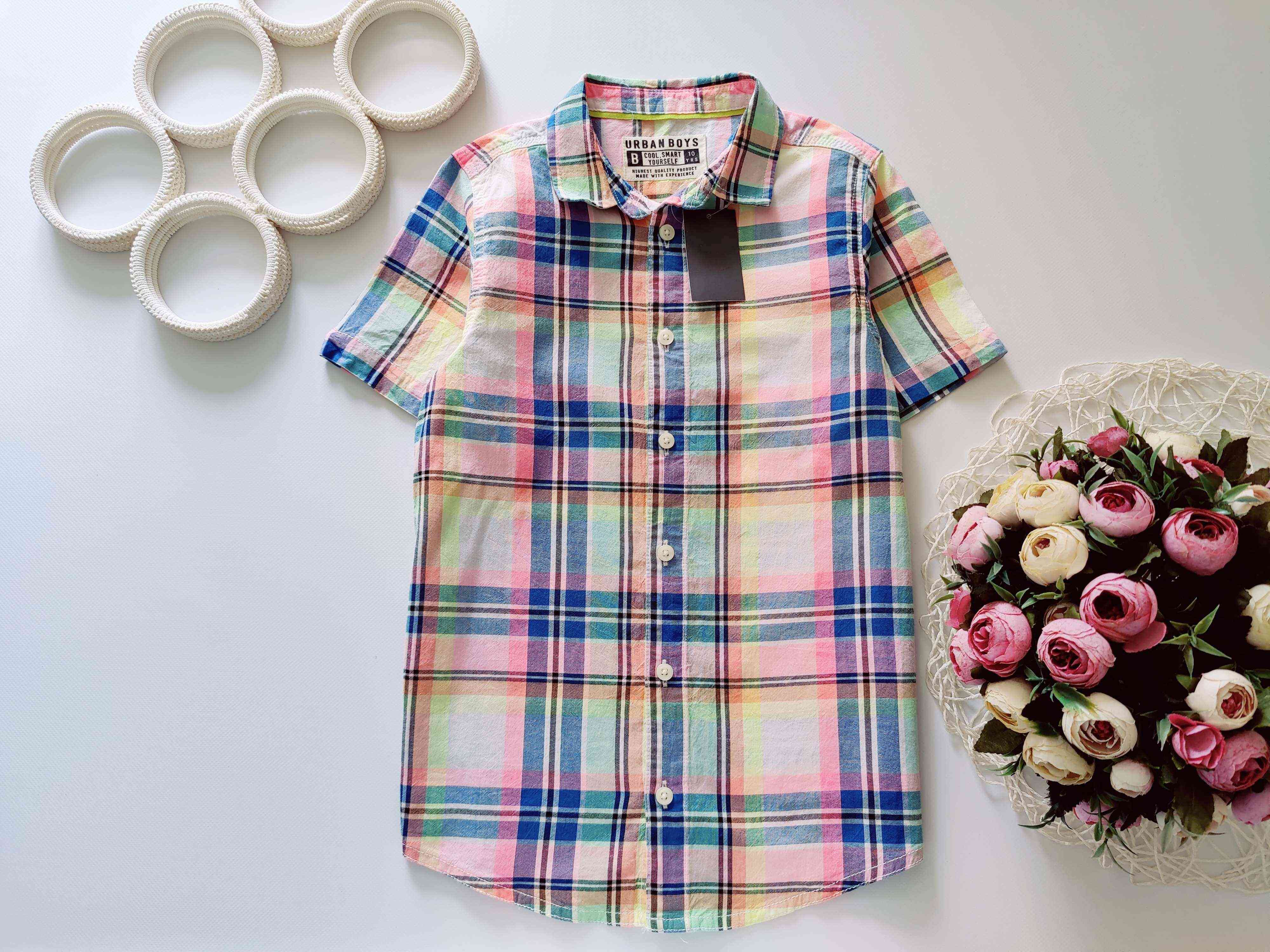 10 лет, рост 140 Красивая новая летняя детская рубашка