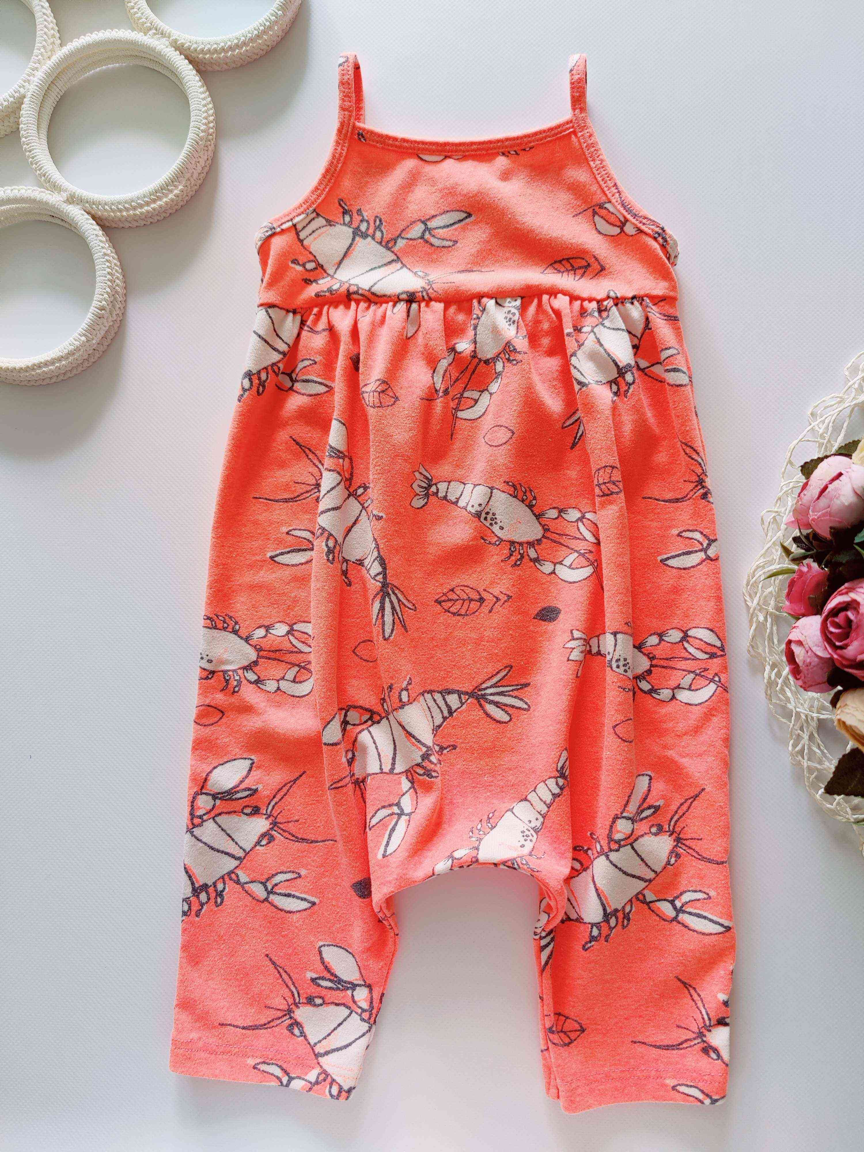 1,5,2 года, рост 92 Летний ромпер в раках