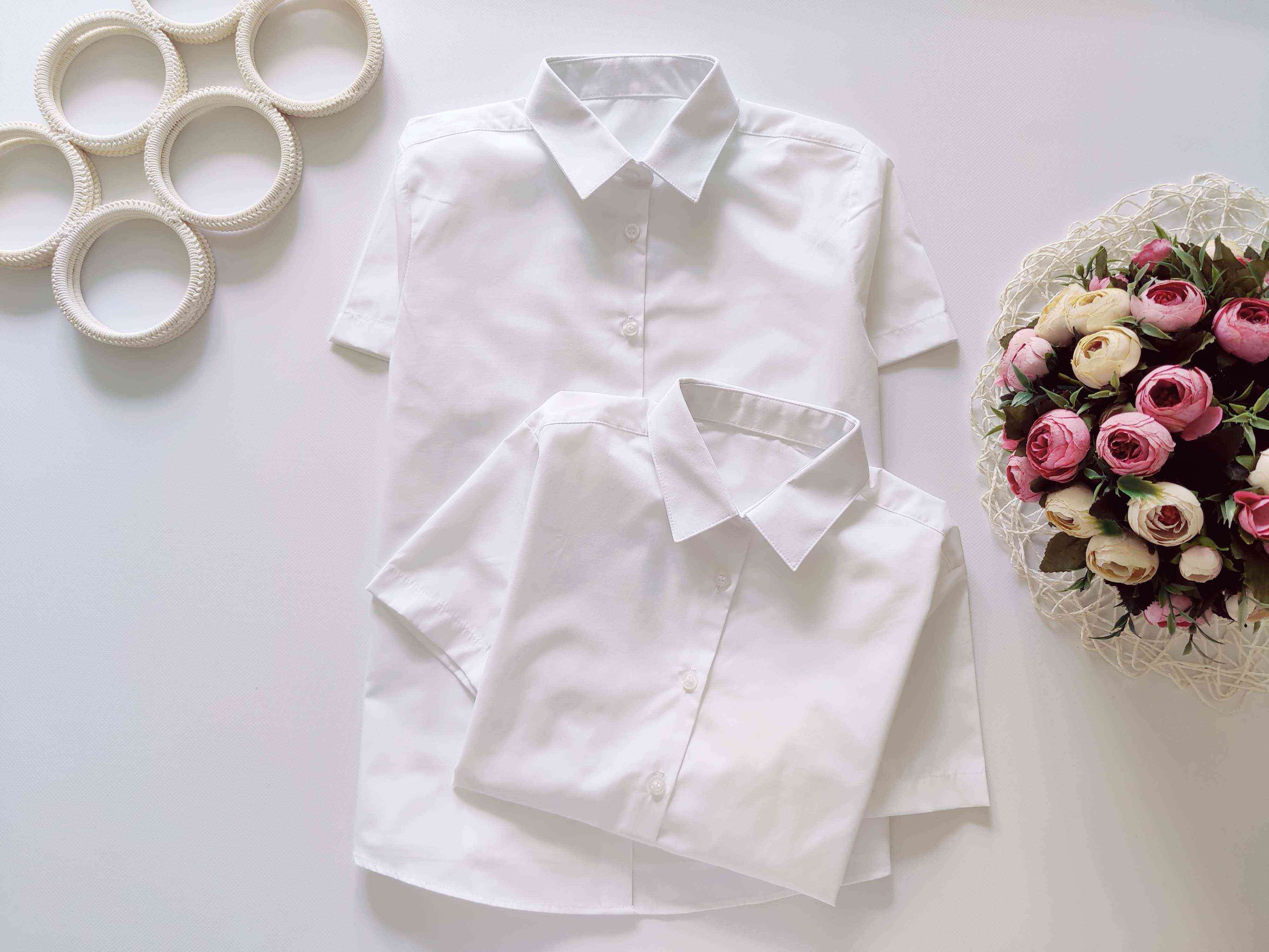 10,11 років, зріст 140,146 Білі нові дитячі сорочки з коротким рукавом