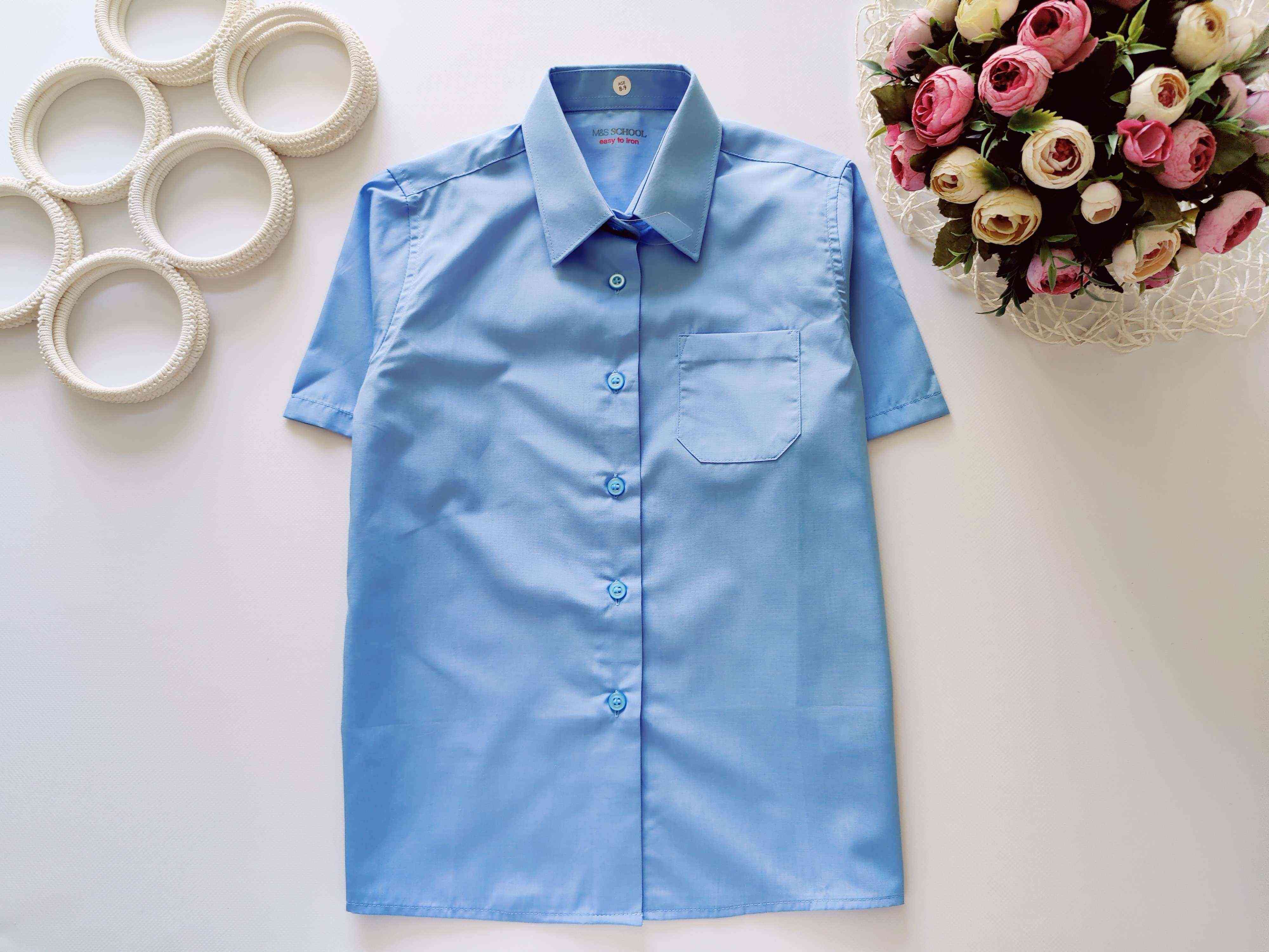 8,9 лет, рост 134 Новая голубая детская рубашка