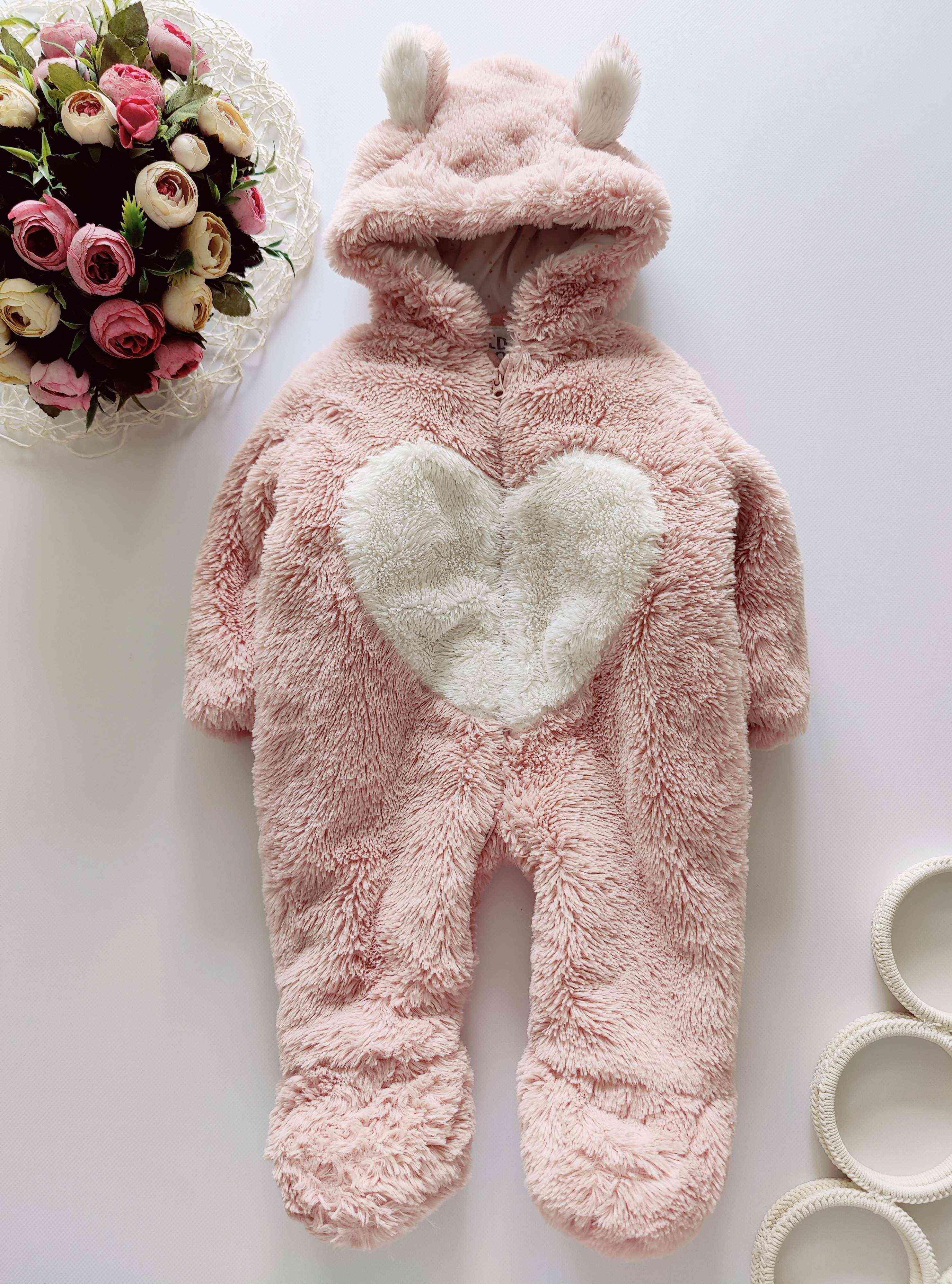 3,6 міс, зріст 68 Теплий комбінезон для дівчинки