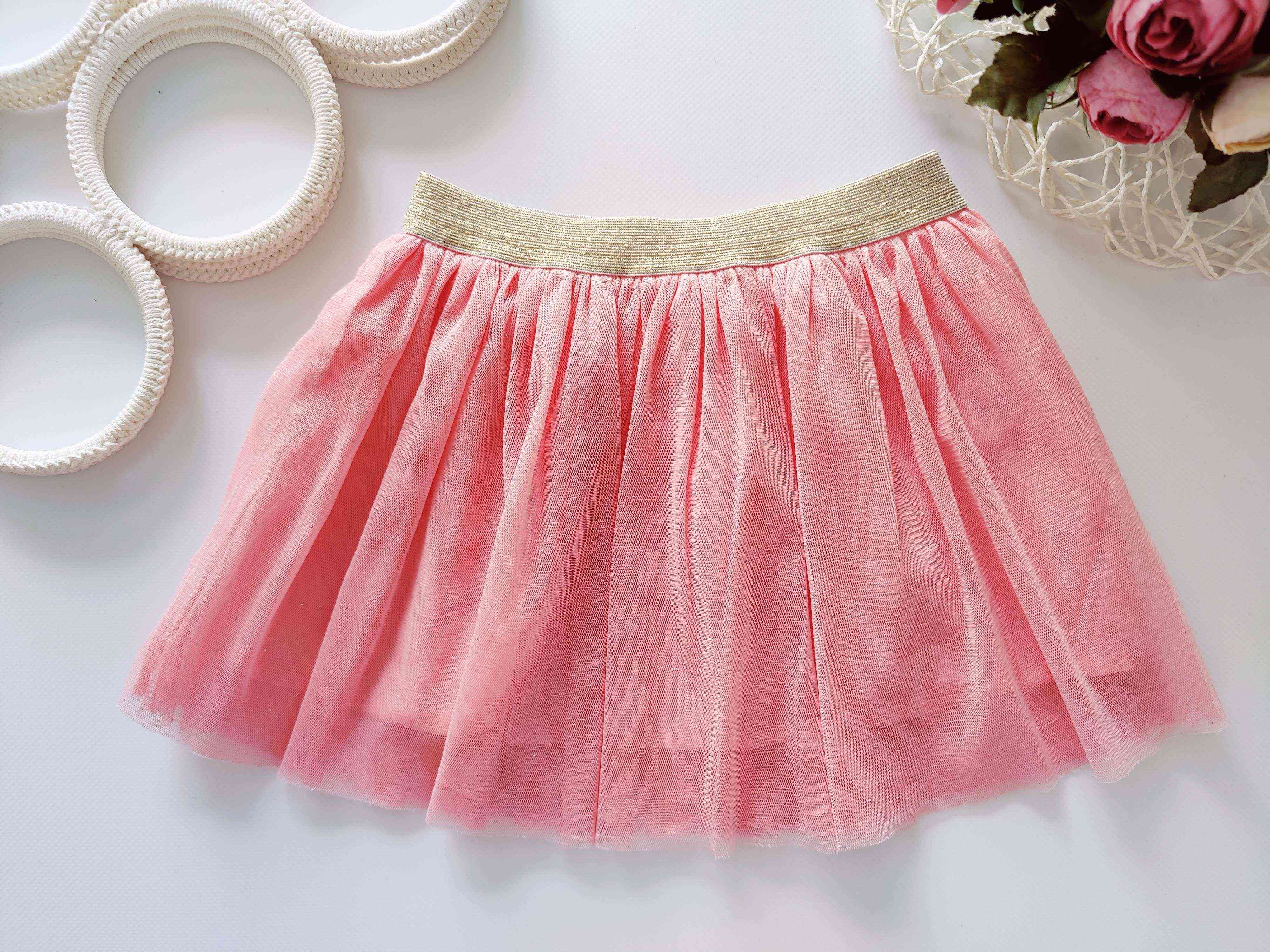 18,24 мес, рост 86,92 Розовая детская юбка, фатин
