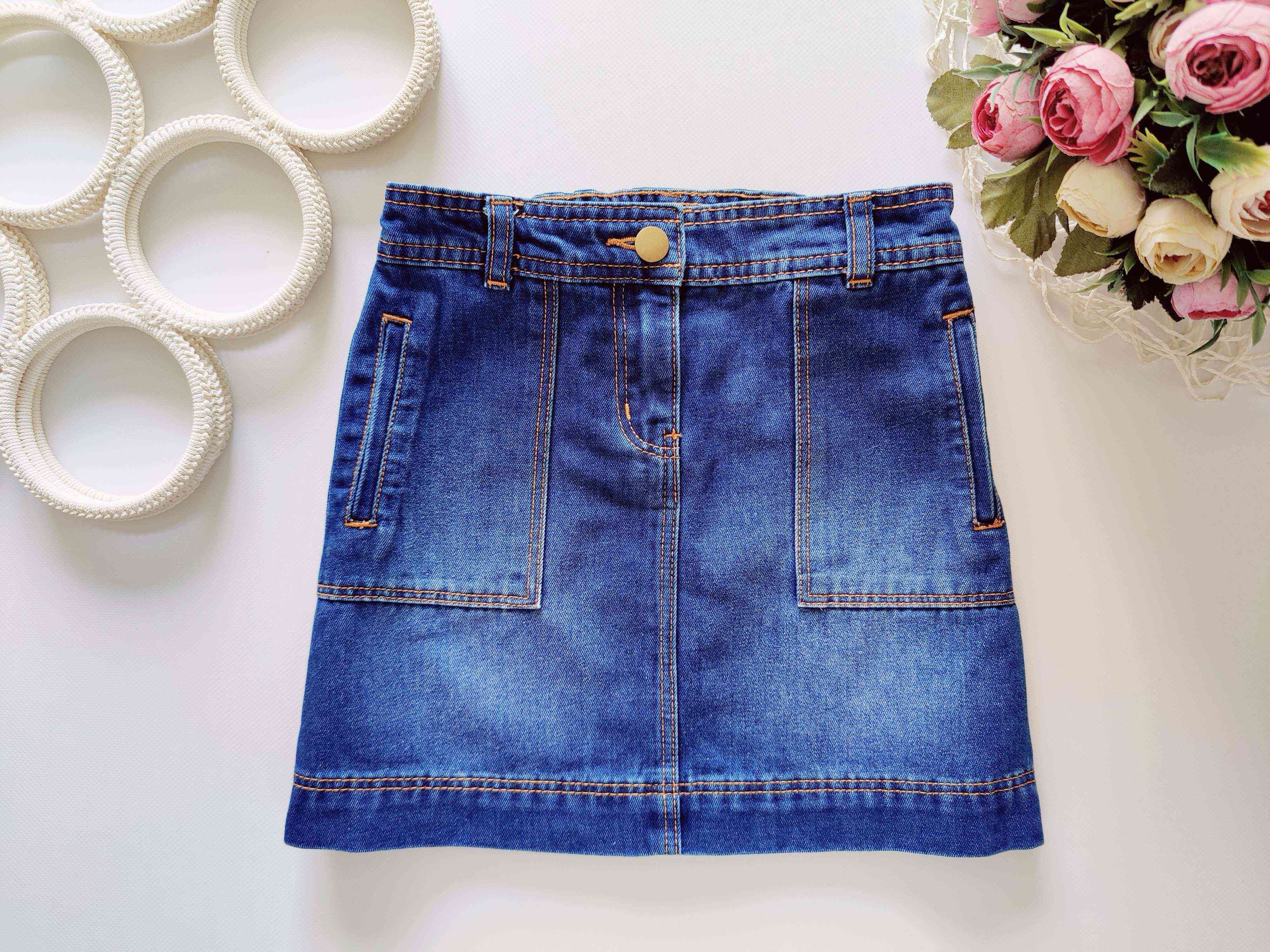 8,9 лет, рост 128,134 Джинсовая детская юбка