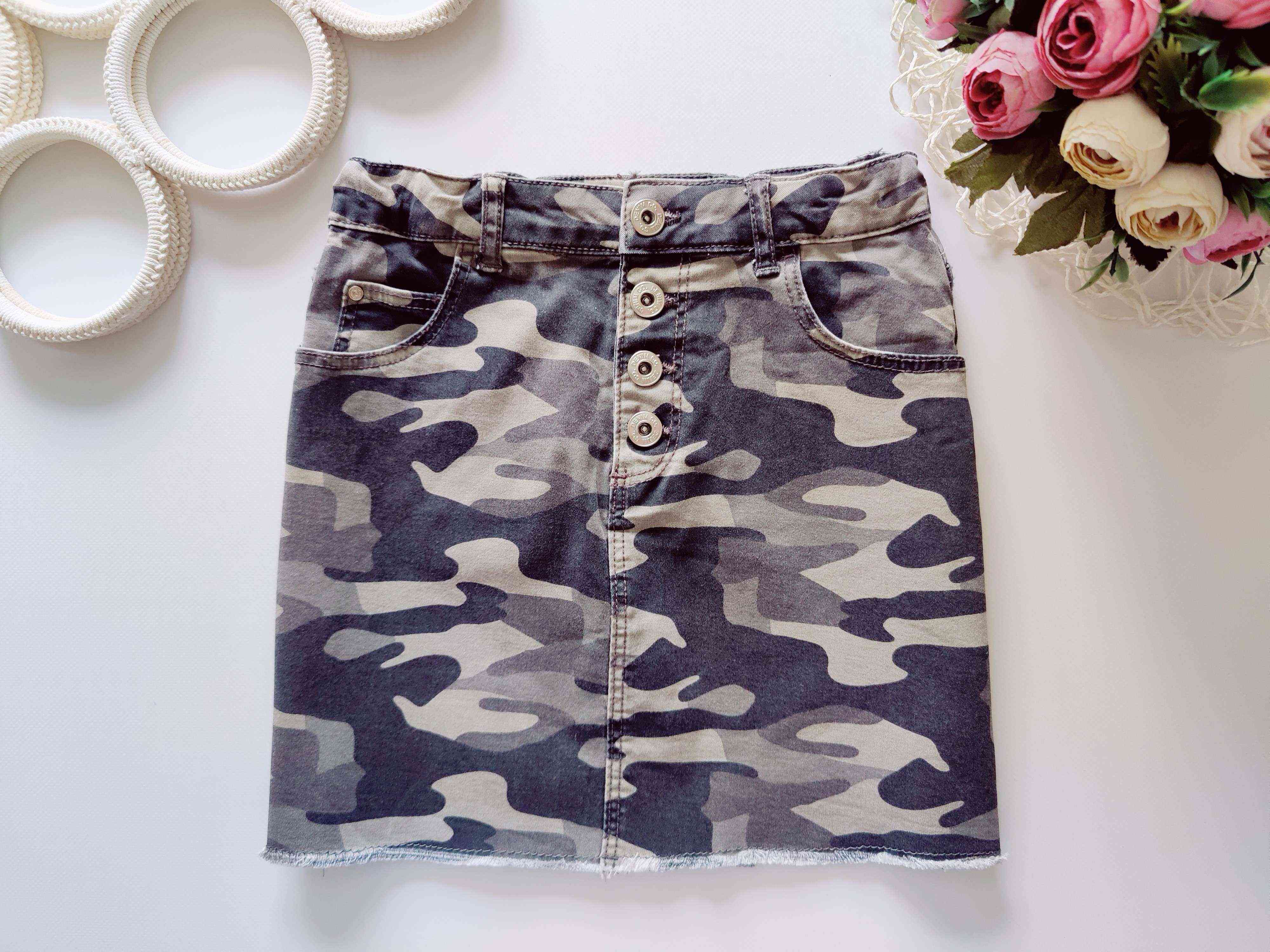 8,9 лет, рост 134 Камуфляжная детская юбка