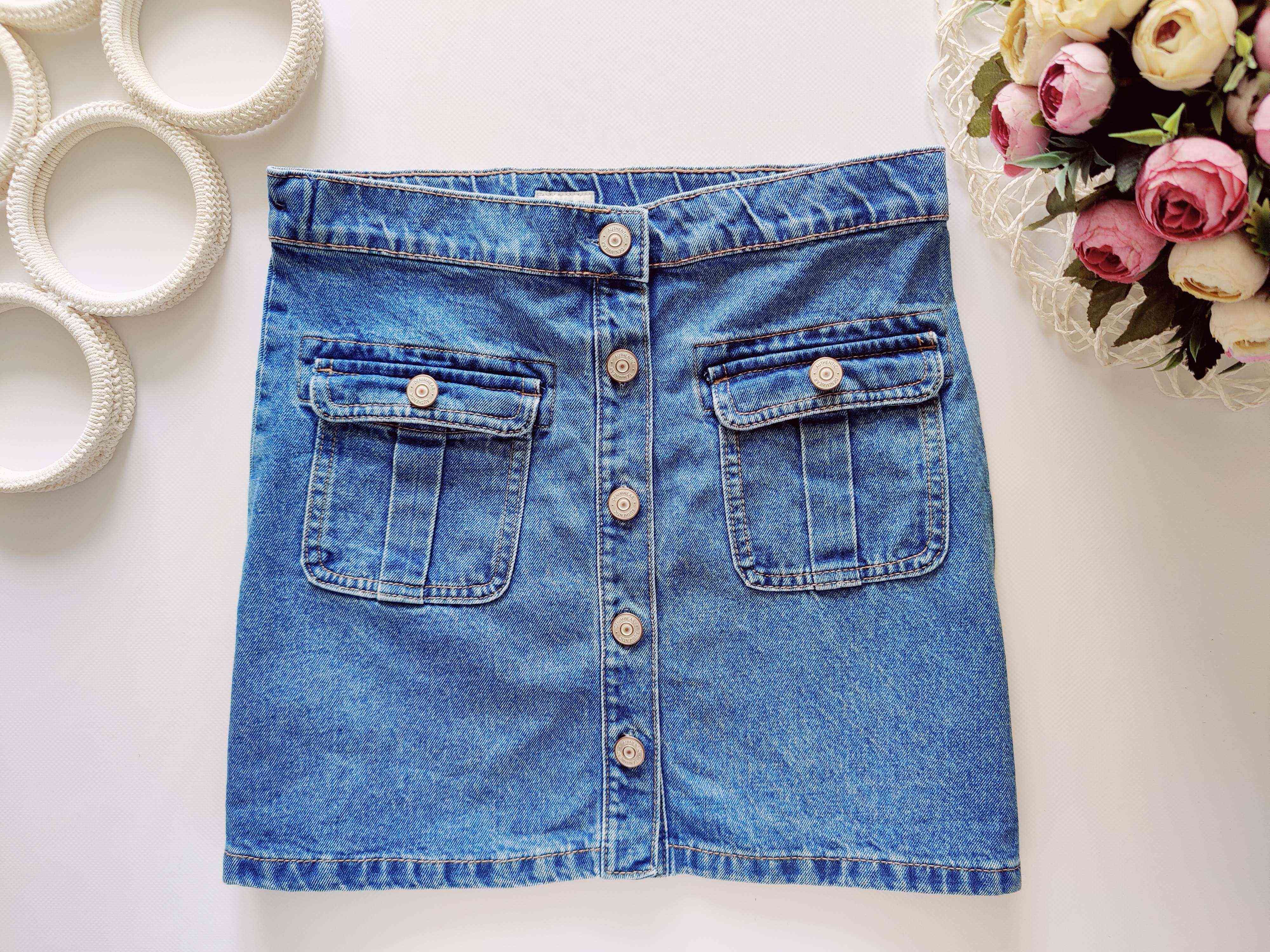 11,12 лет, рост 152 Джинсовая юбка для девочки