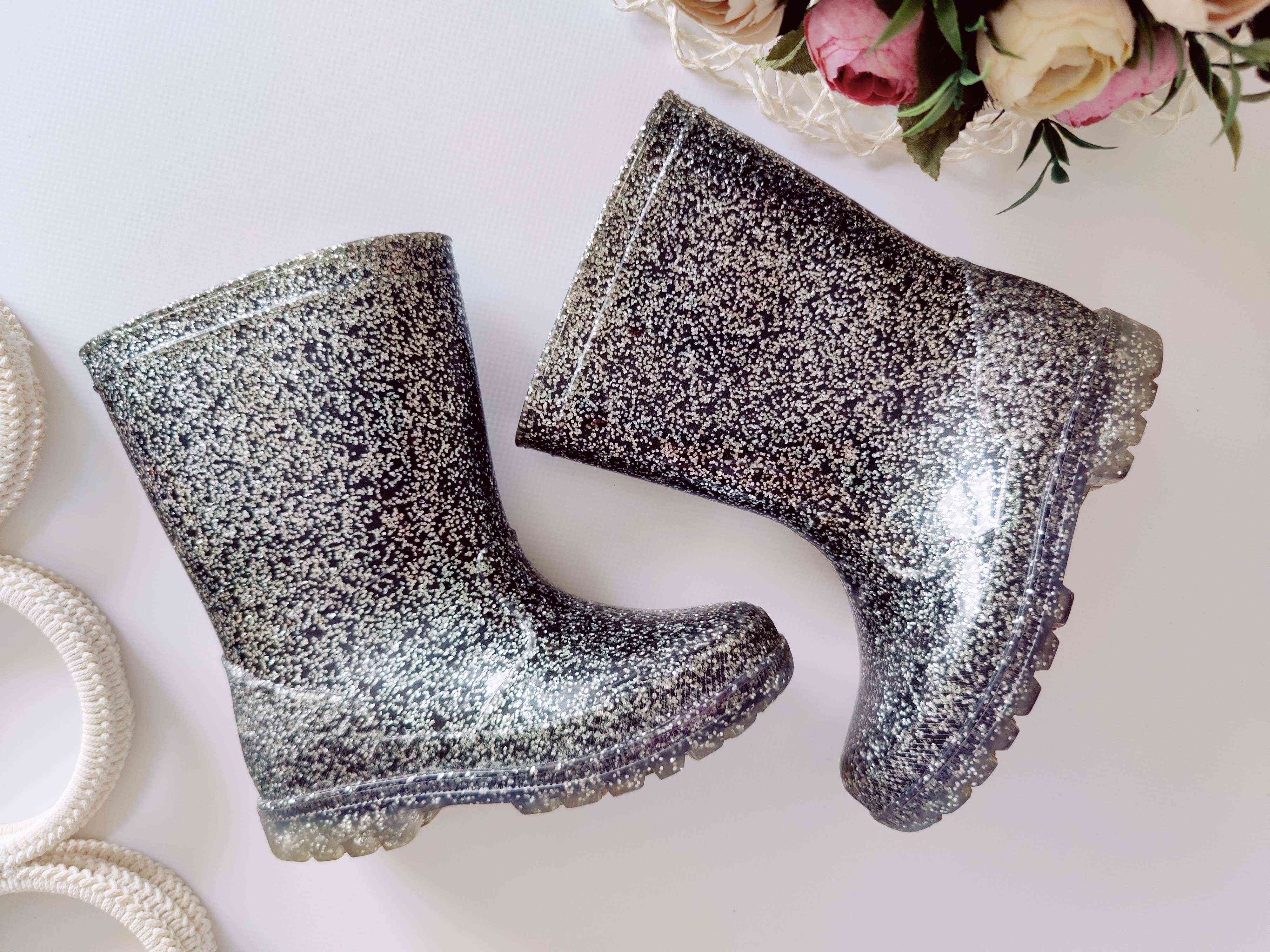 25-26 (17 см) Серебристые резиновые сапоги