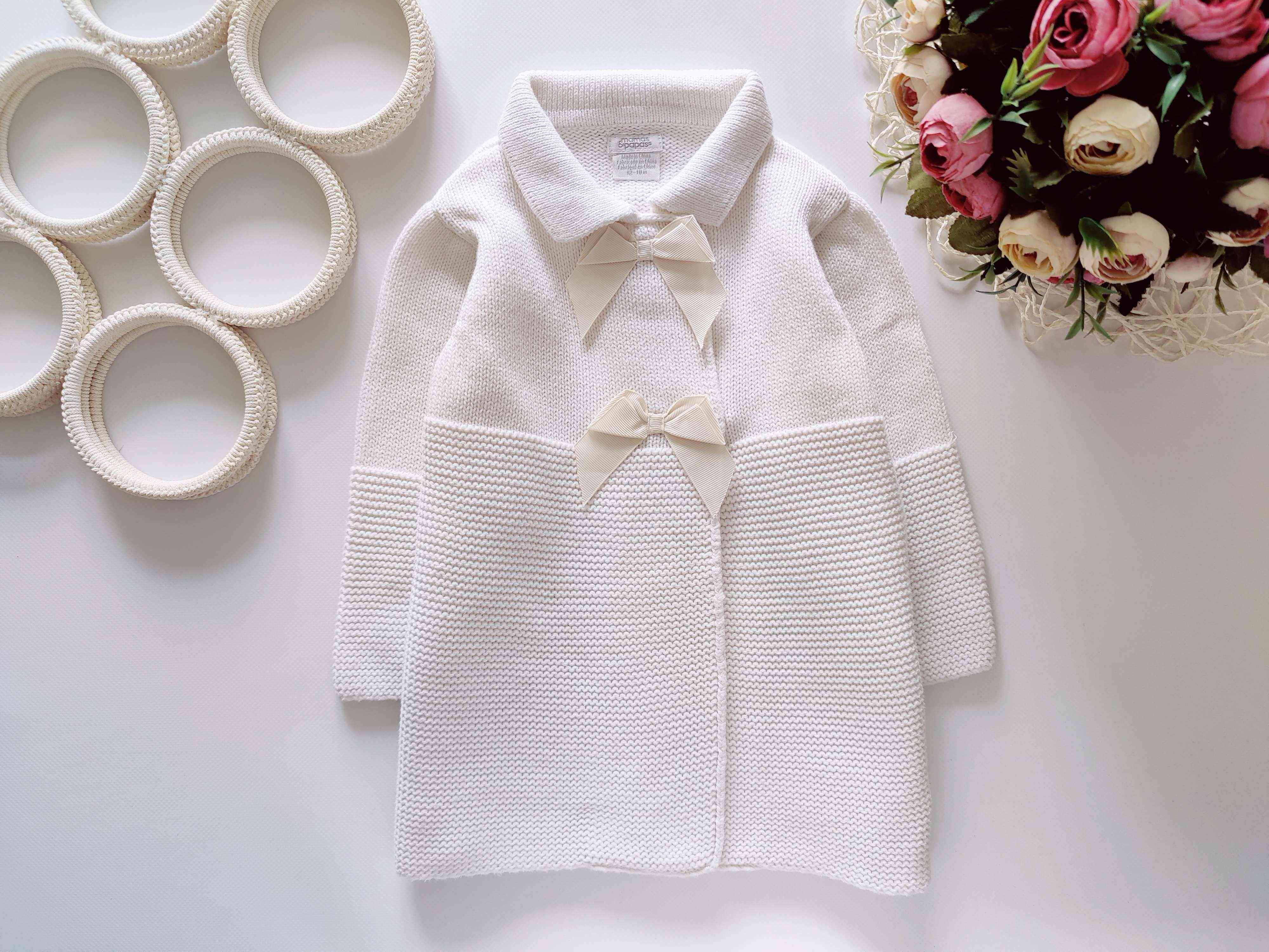 12,18 міс, зріст 86 Білий в'язаний кардиган Mamas&papas
