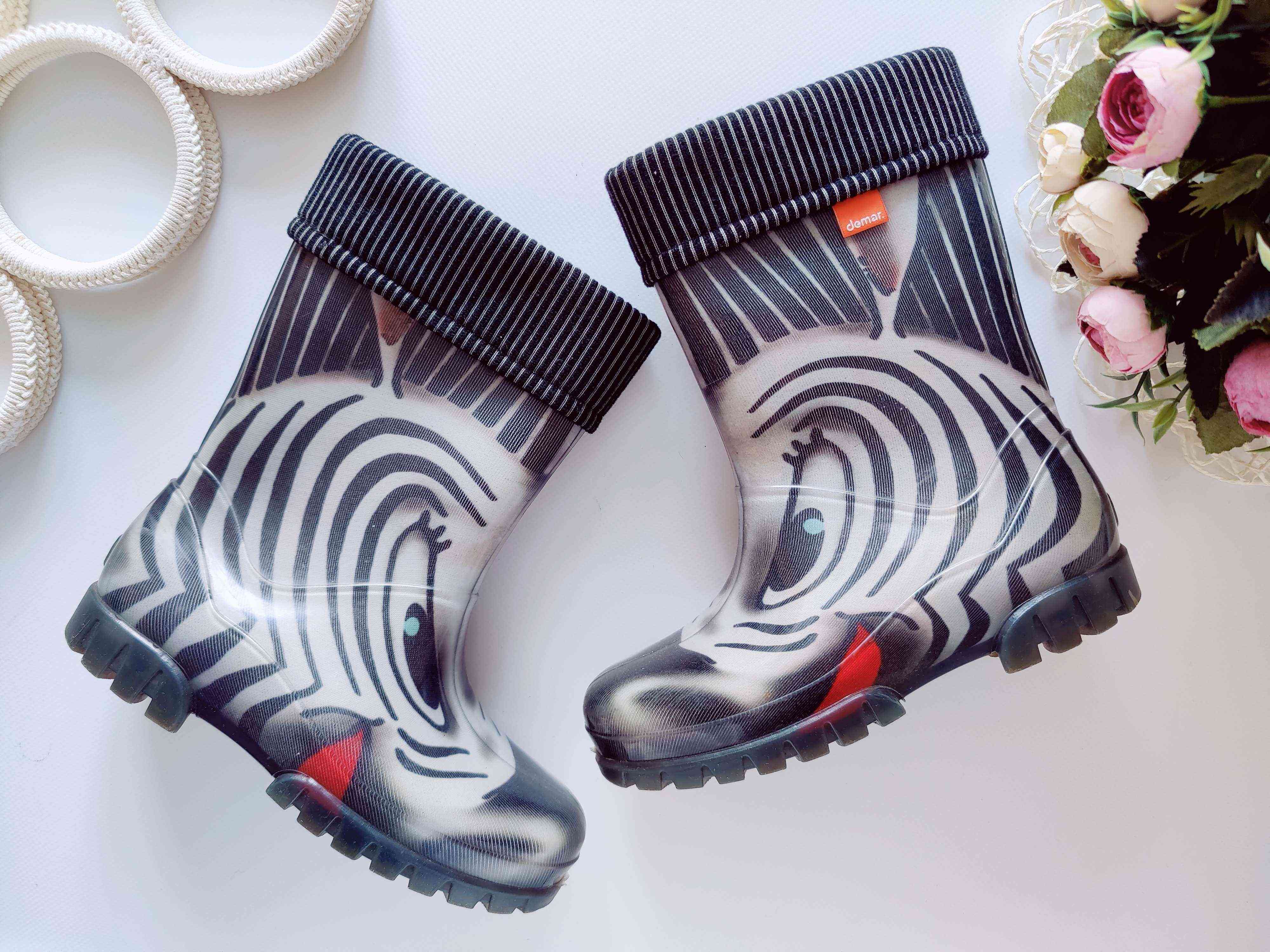 32-33 (21 см) Утеплені гумові чоботи зебра