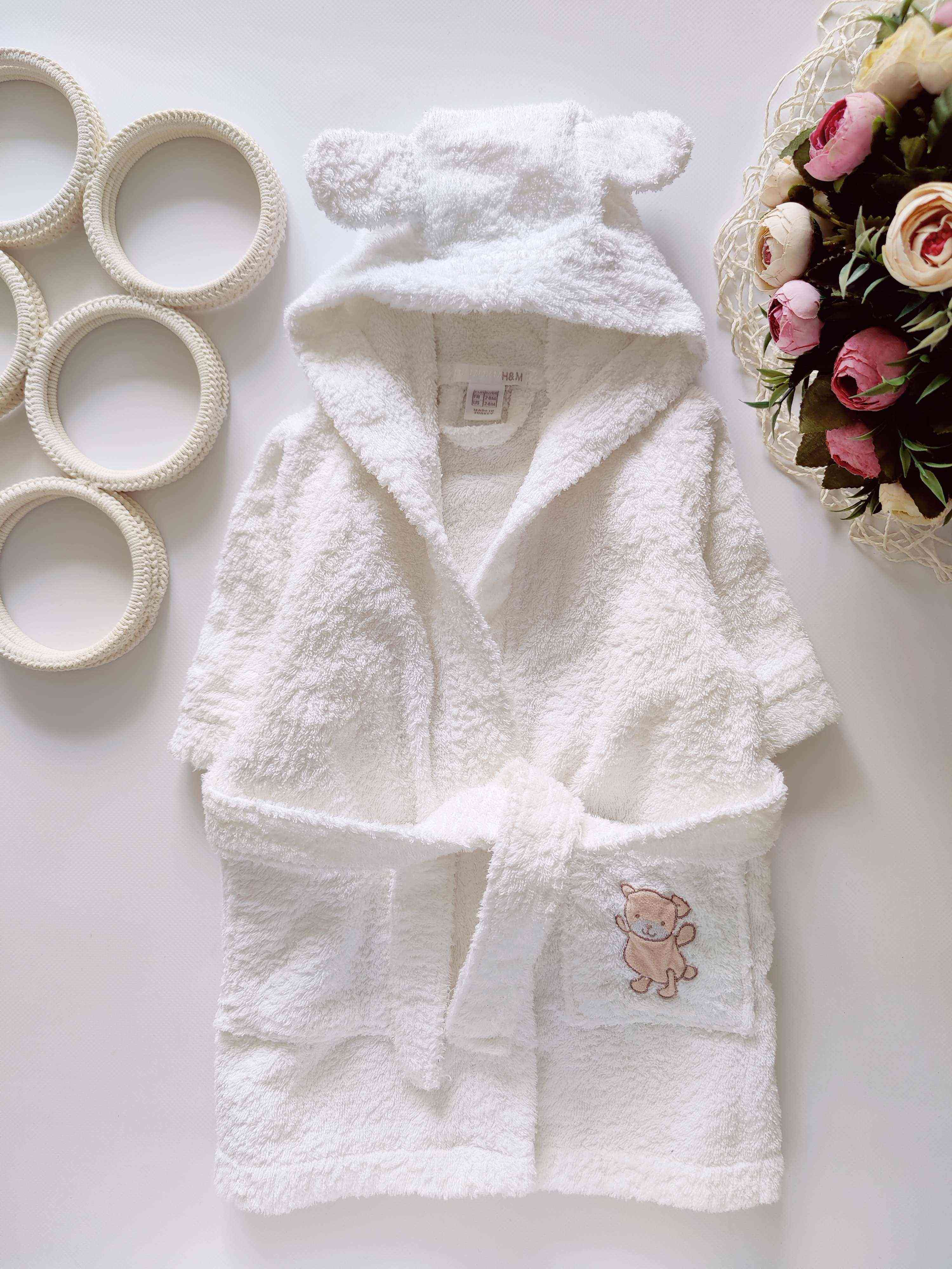 2,6 міс, зріст 62,68 Білий махровий дитячий халат