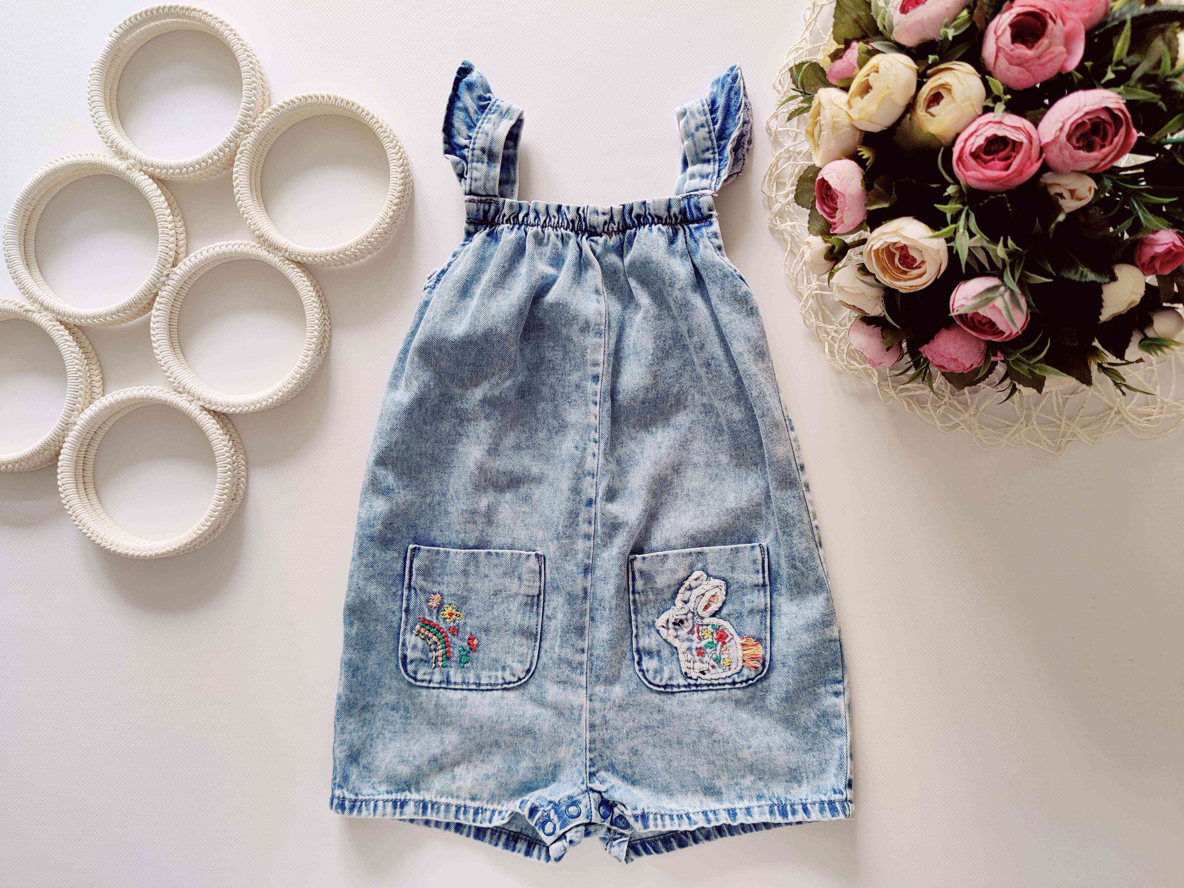 12,18 міс, зріст 86 Тонкий джинсовий ромпер