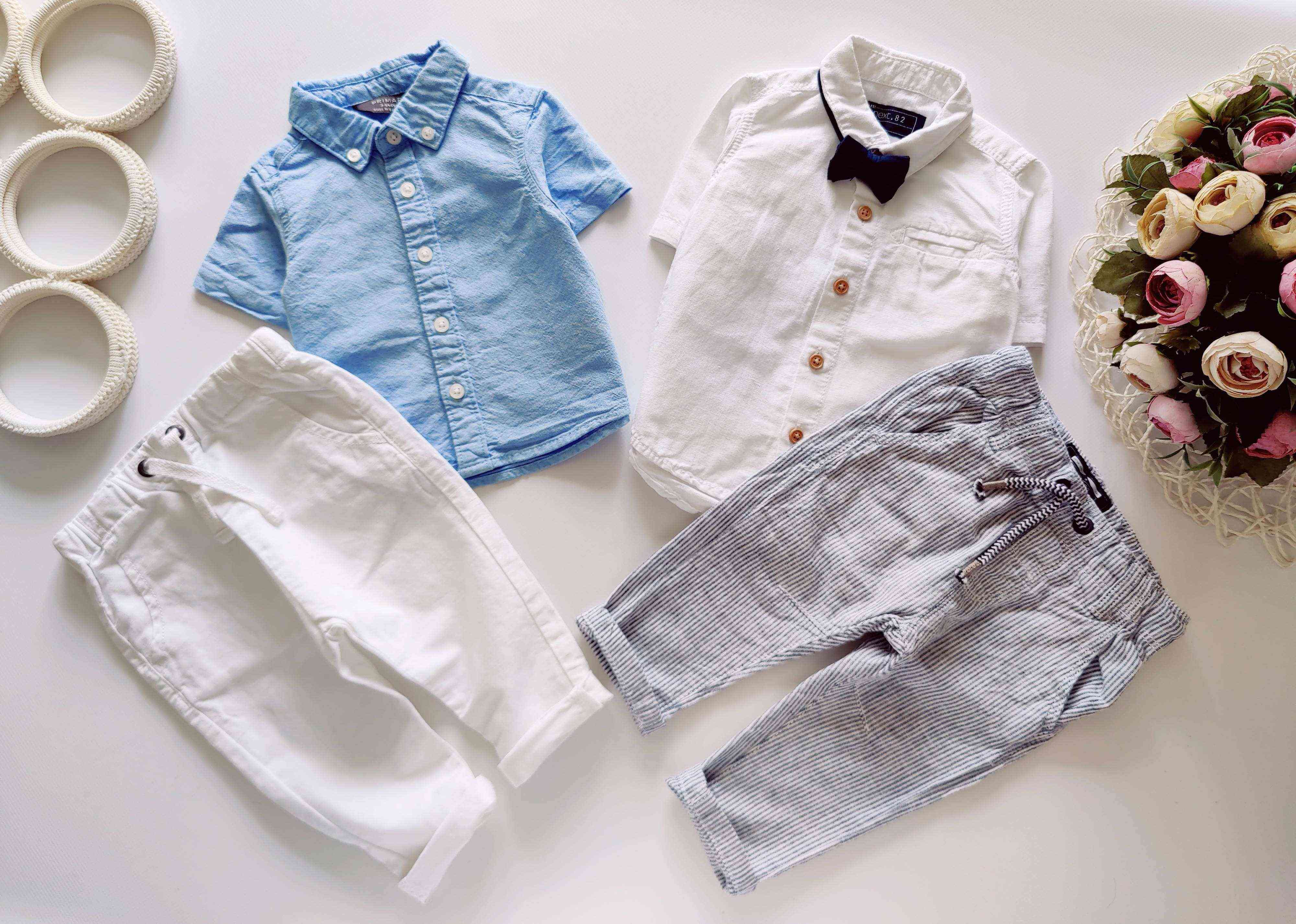 3-9 міс, зріст 73 Красивий ошатний лляний костюм для хлопчика