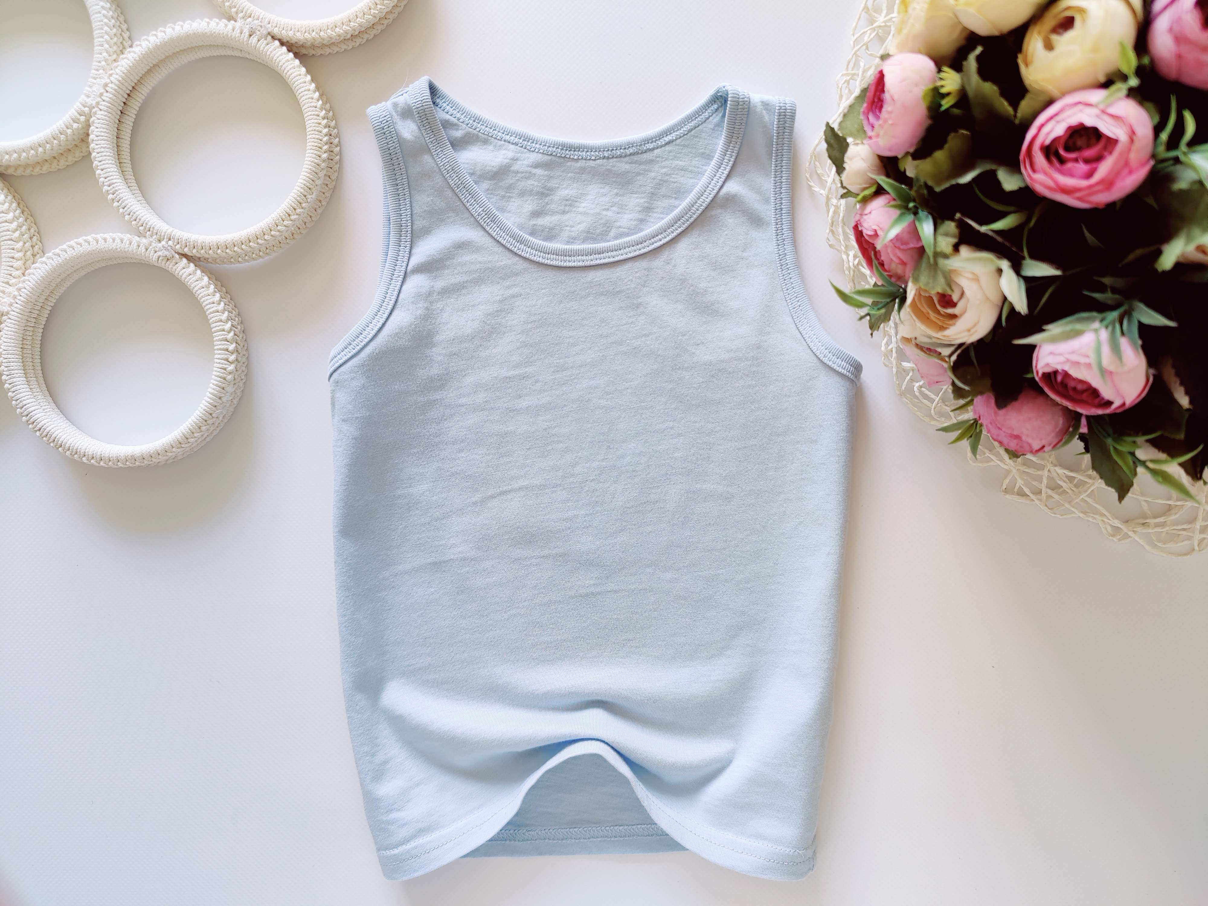 3,4 года, рост 98,104 Голубая майка для мальчика