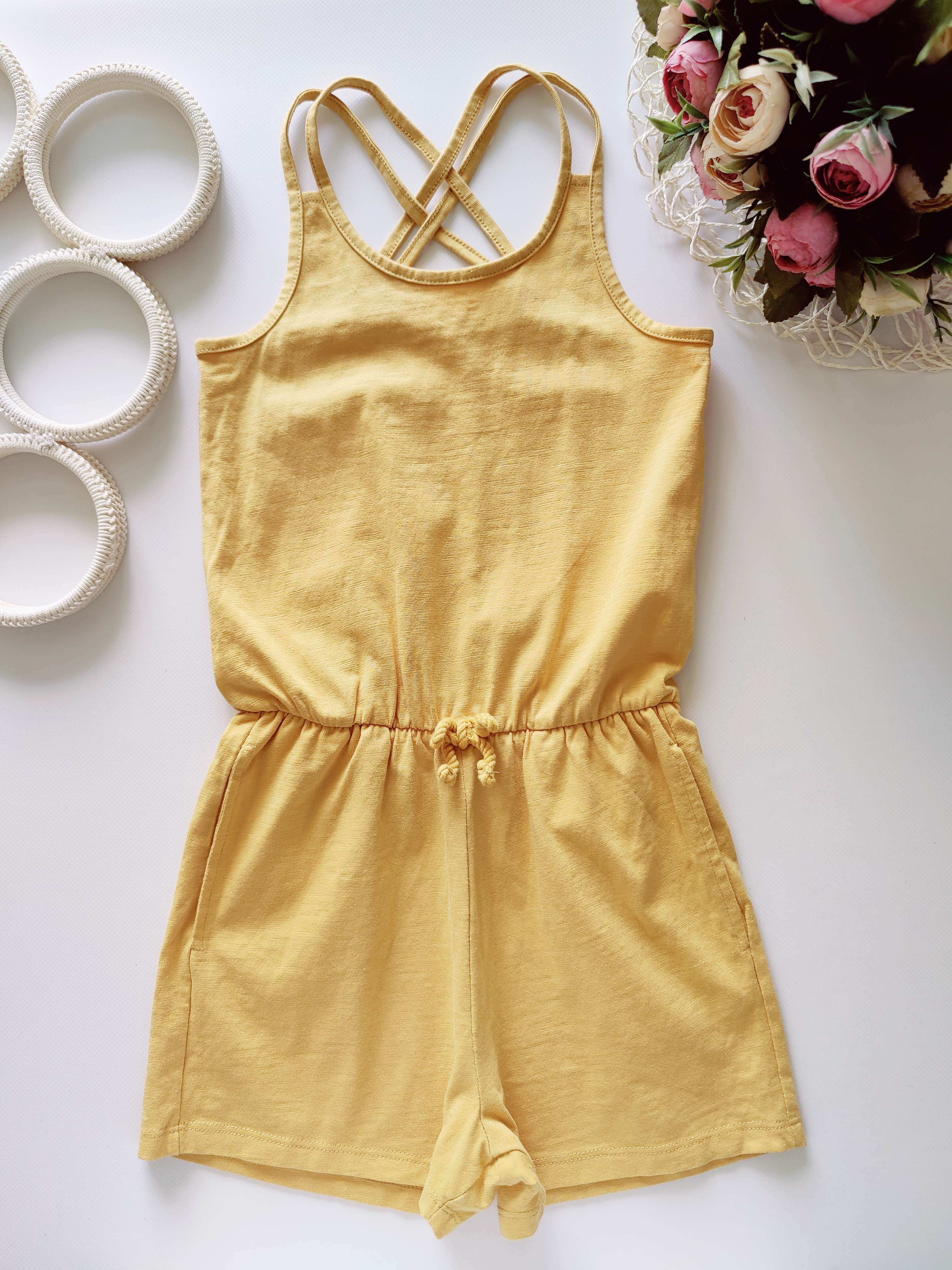 7,8 років, зріст 122,128 Новий гірчичний ромпер