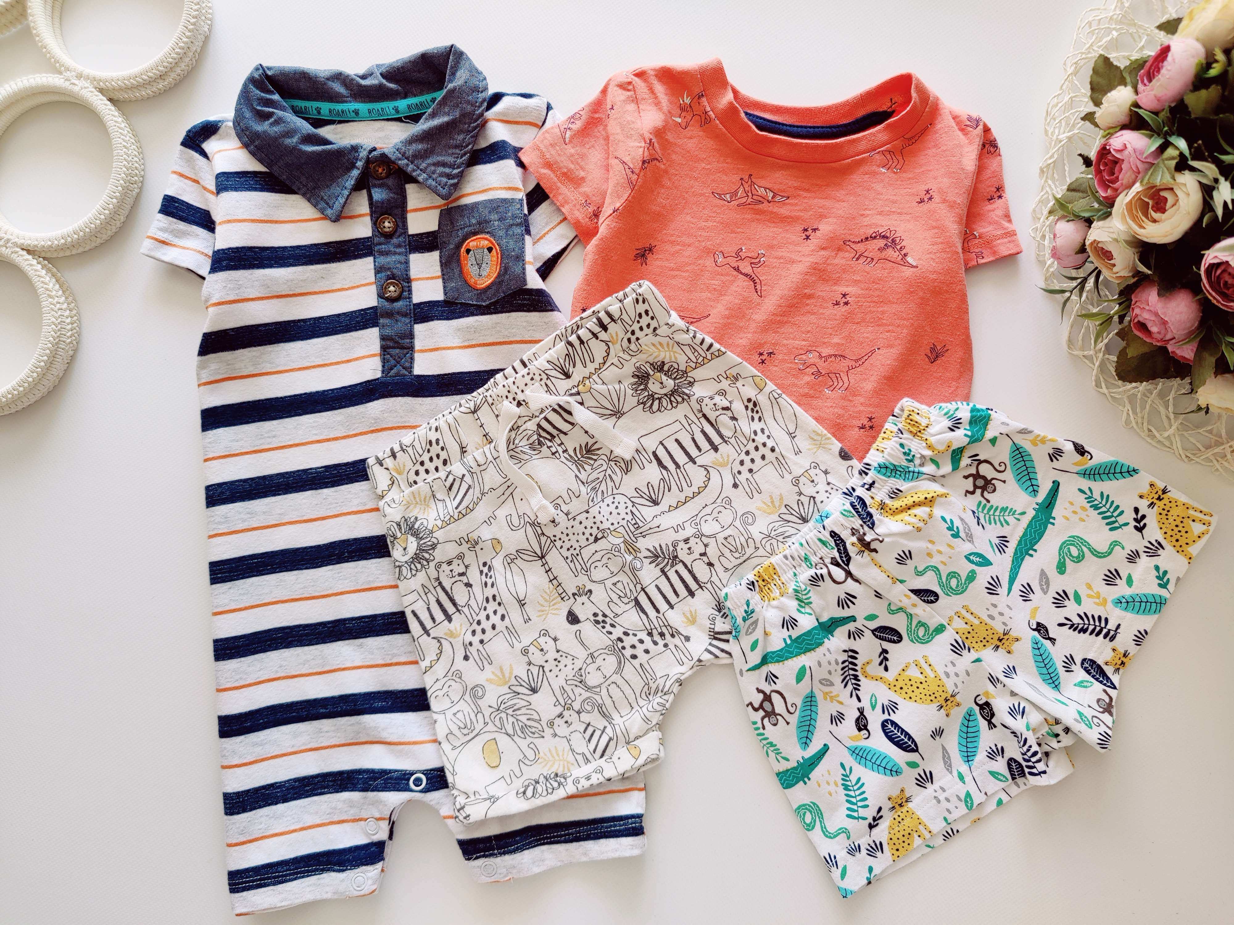 9,12 міс, зріст 74,80 Ромпер, футболка та двоє шортів