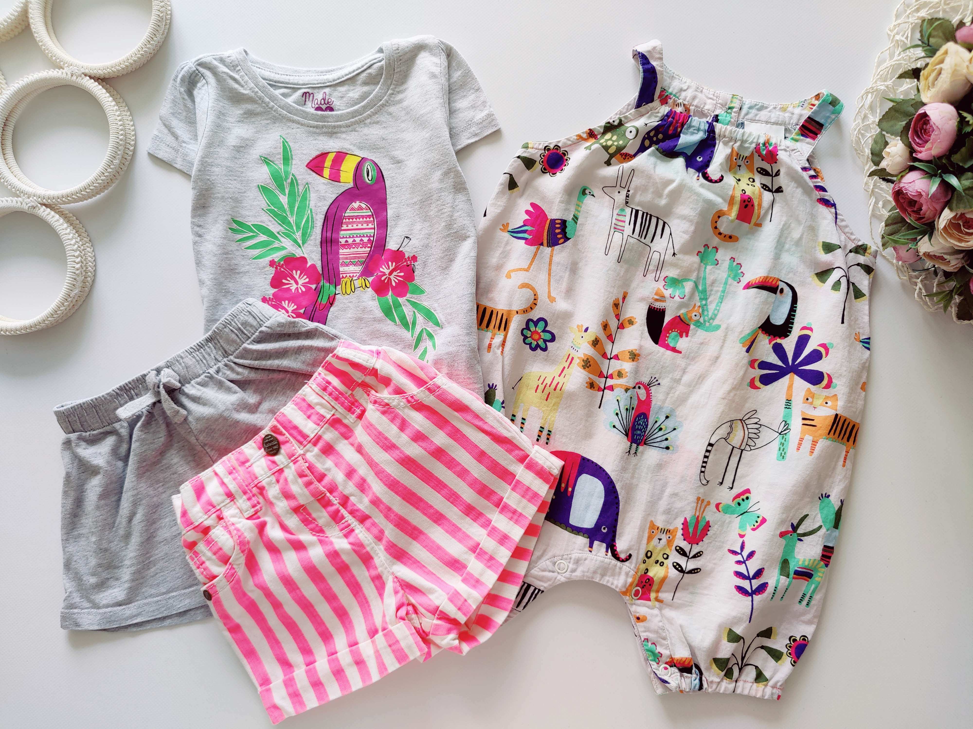 9,12 мес Ромпер, двое шорт и футболка