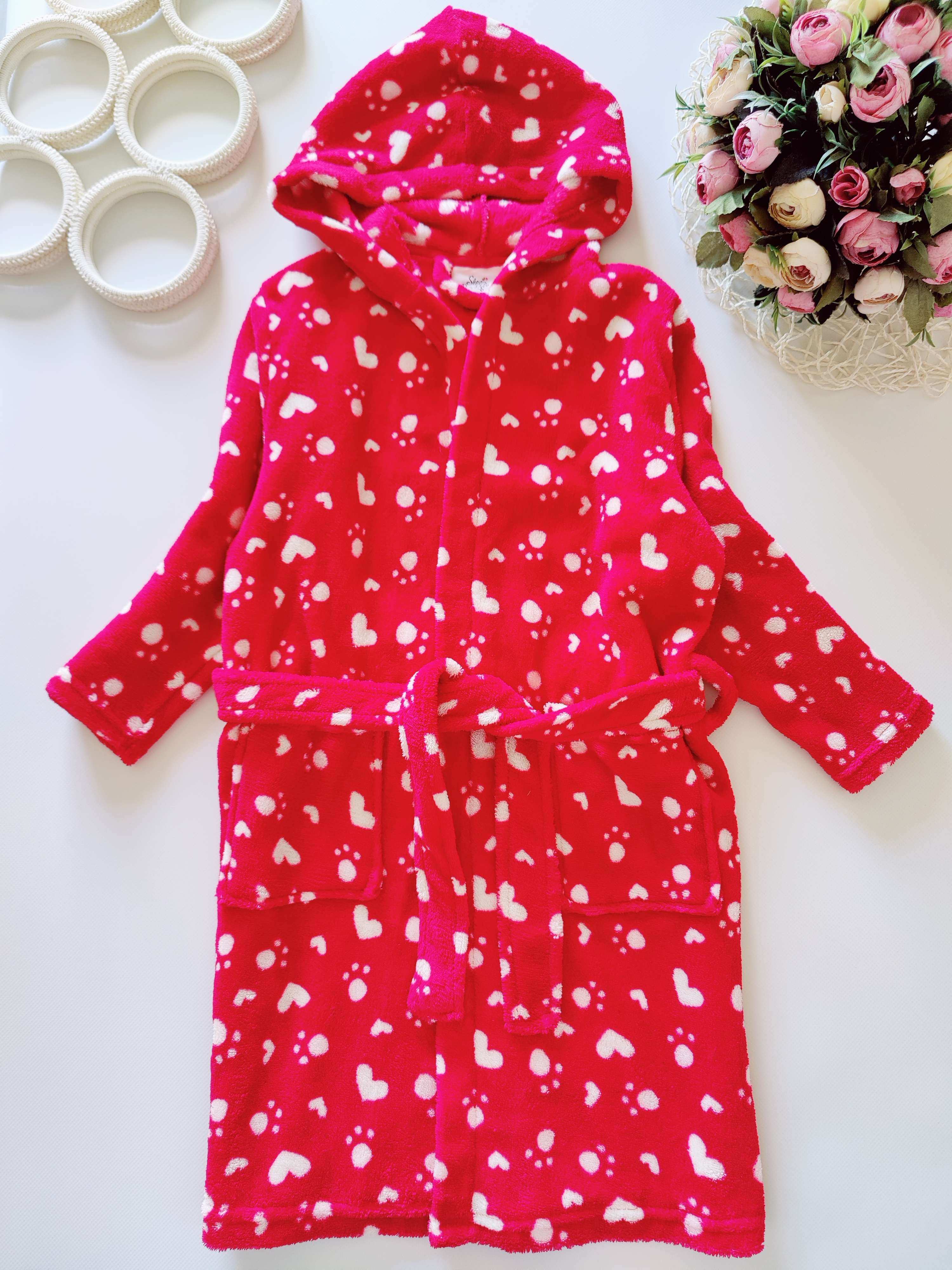 4,5 років, зріст 104,110 Рожевий халат у сердечках