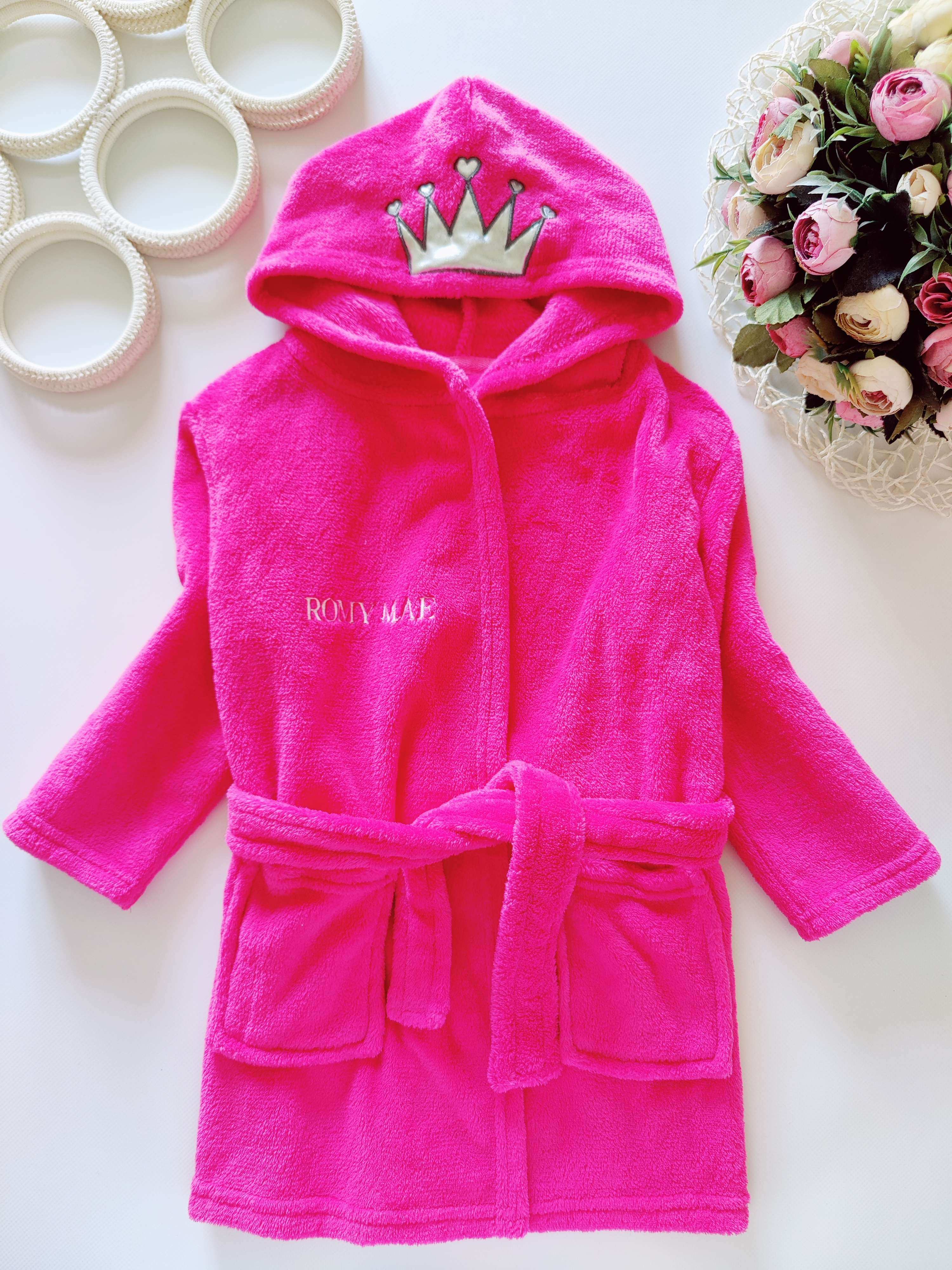 2,3 года, рост 92,98 Розовый халат для принцессы