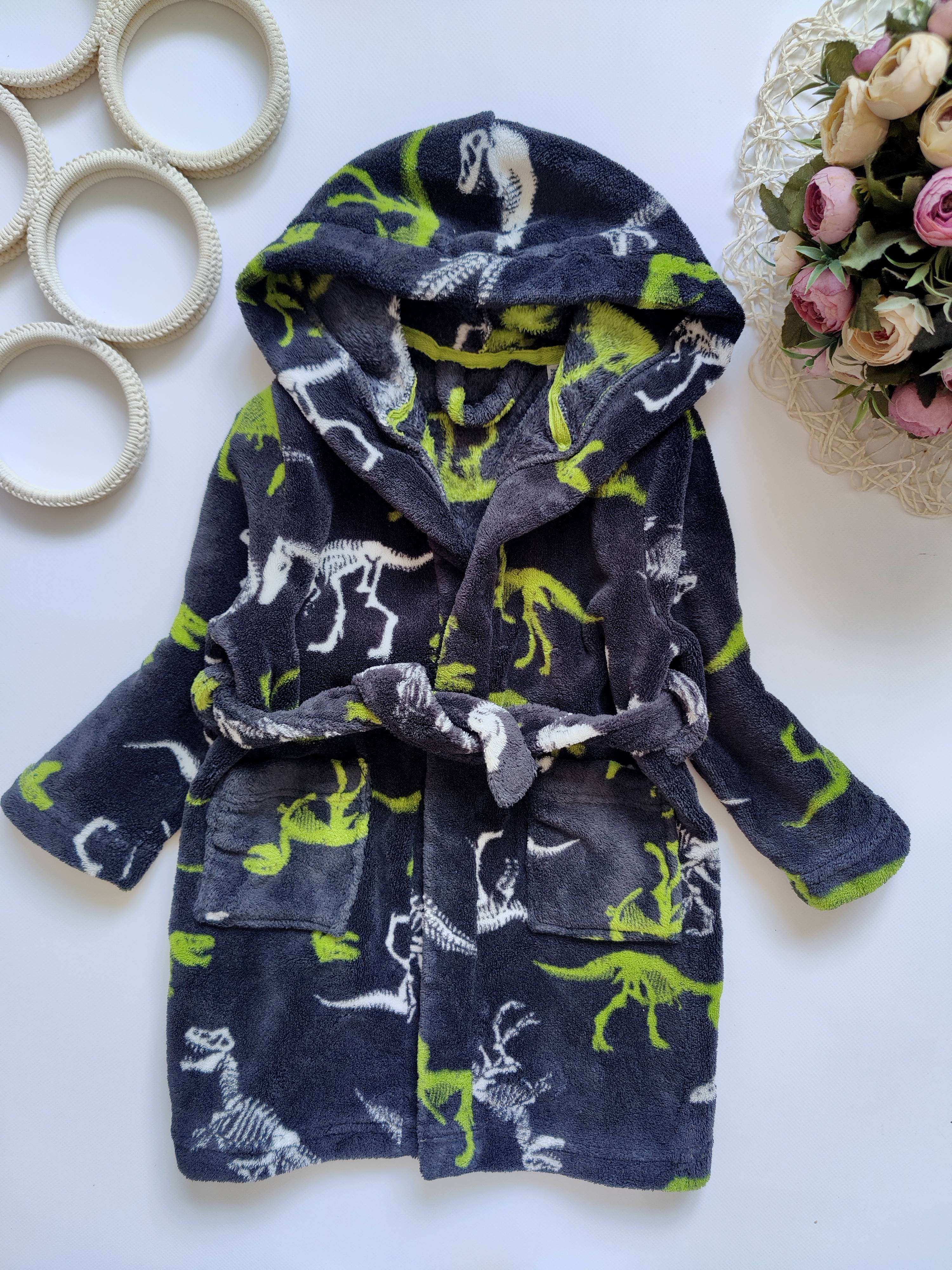 18,24 мес, рост 86, 92 Халат с динозаврами