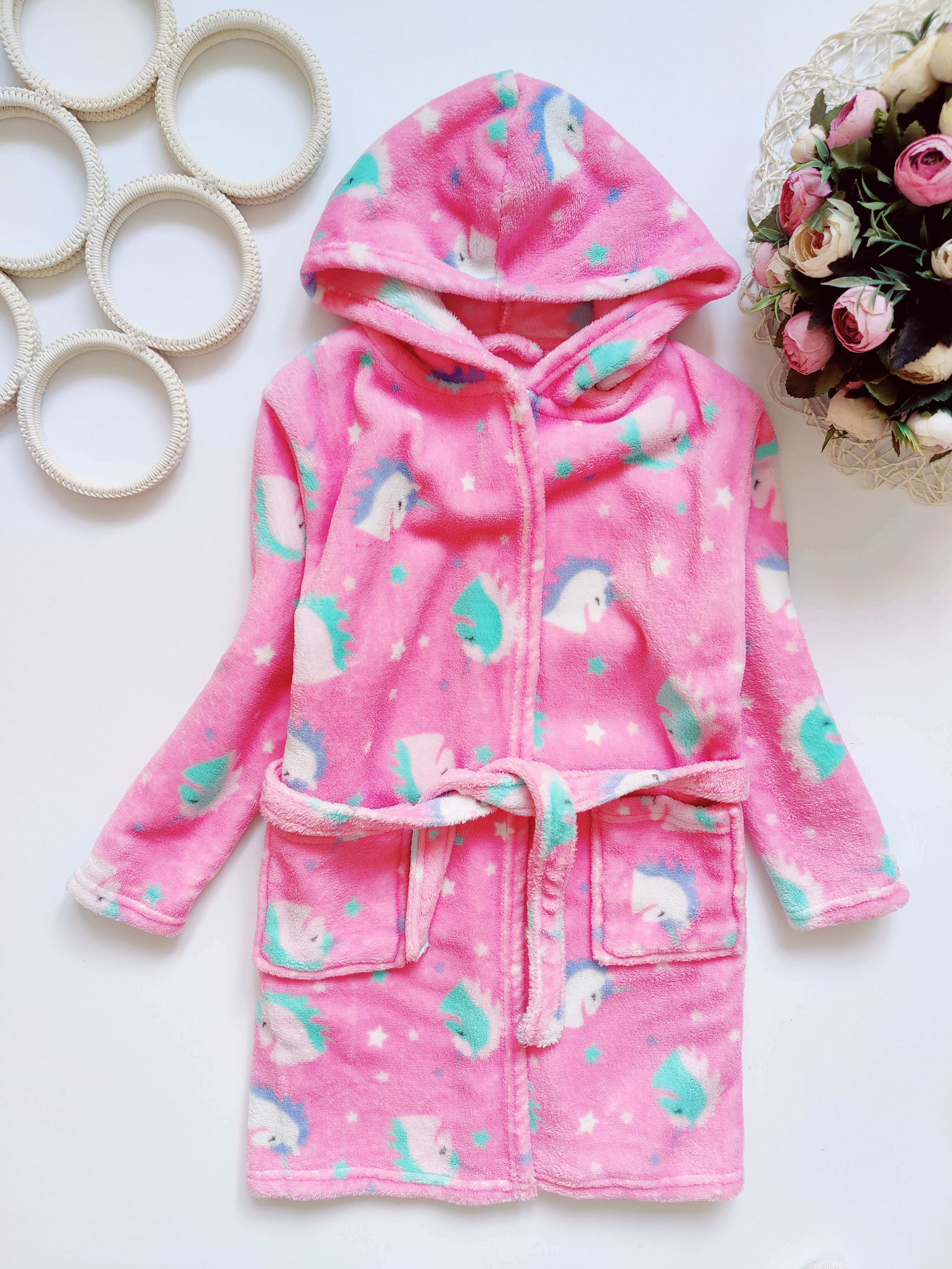 5,6 років, зріст 110,116 Халат в єдинорогах