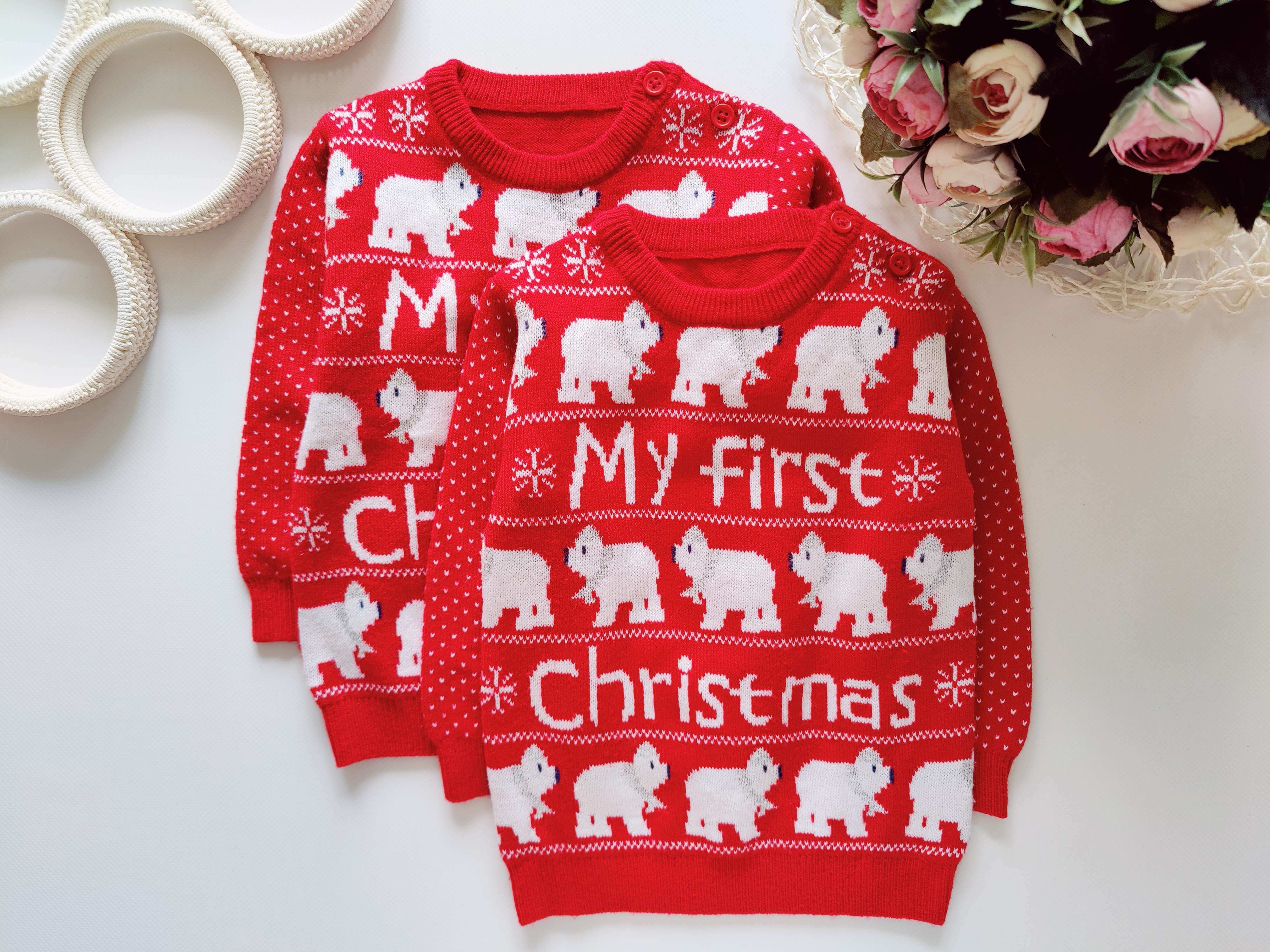 6,9 мес Свитер новогодний с мишкой