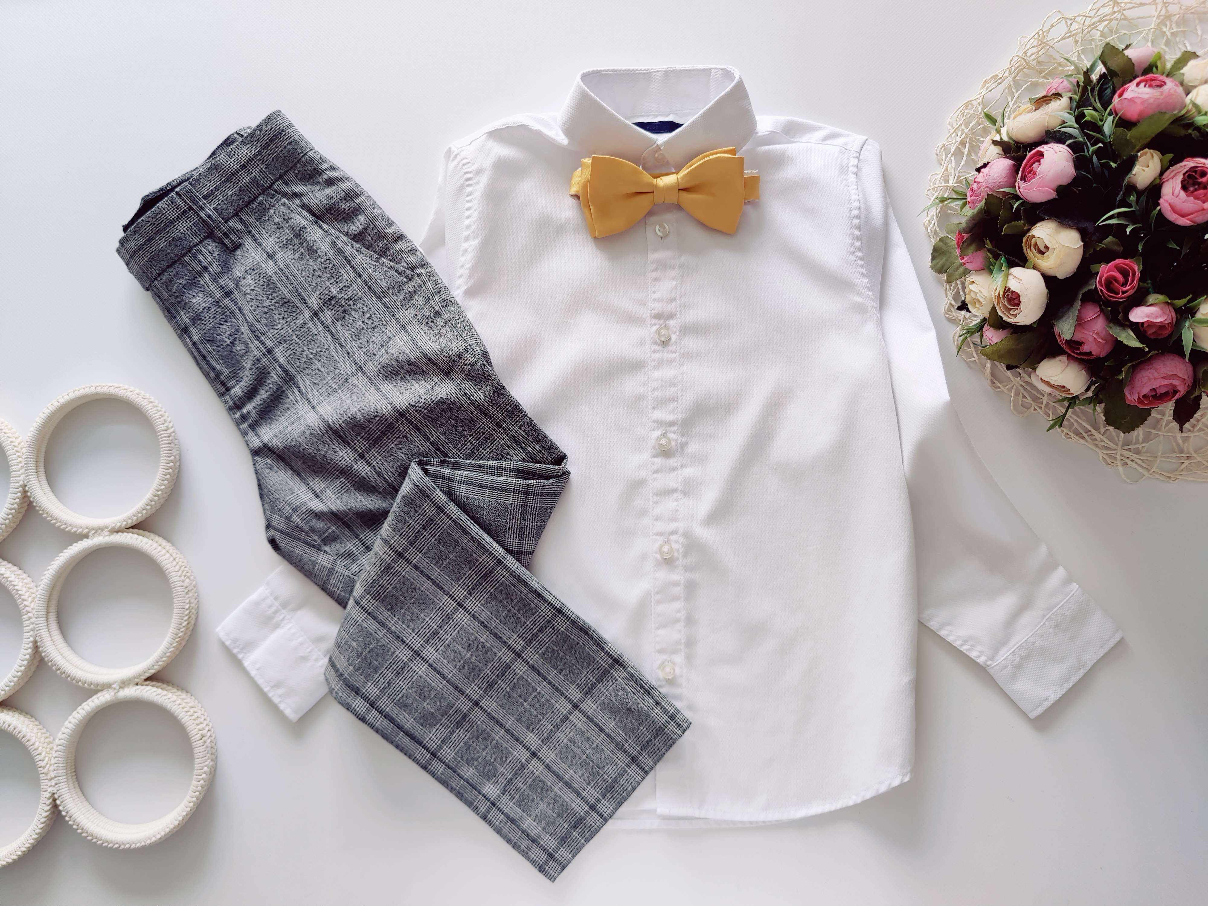 8 років, зріст 128 Біла сорочка з брюками