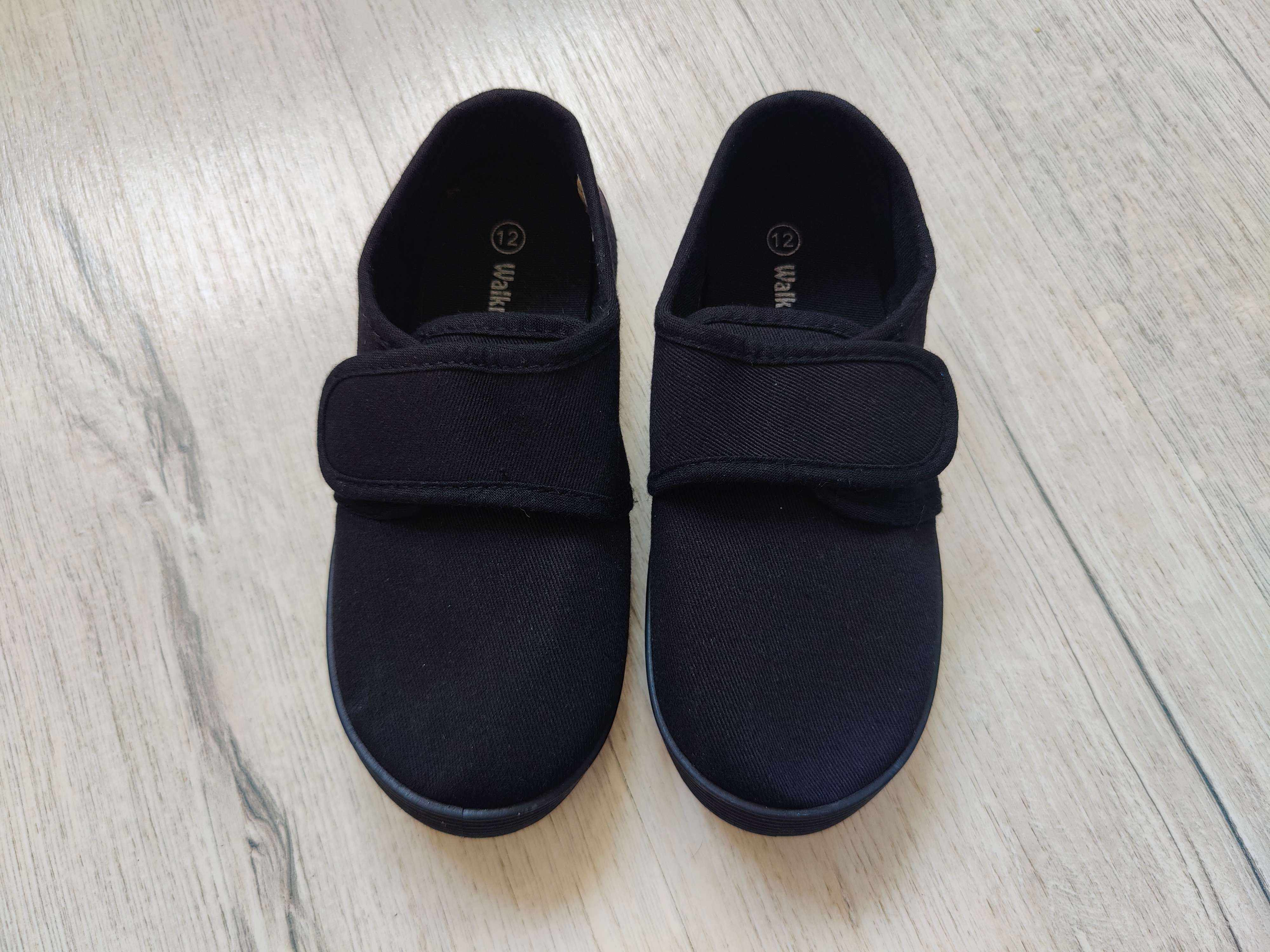 29 (19 см) Чорні кеди на липучках, змінне взуття