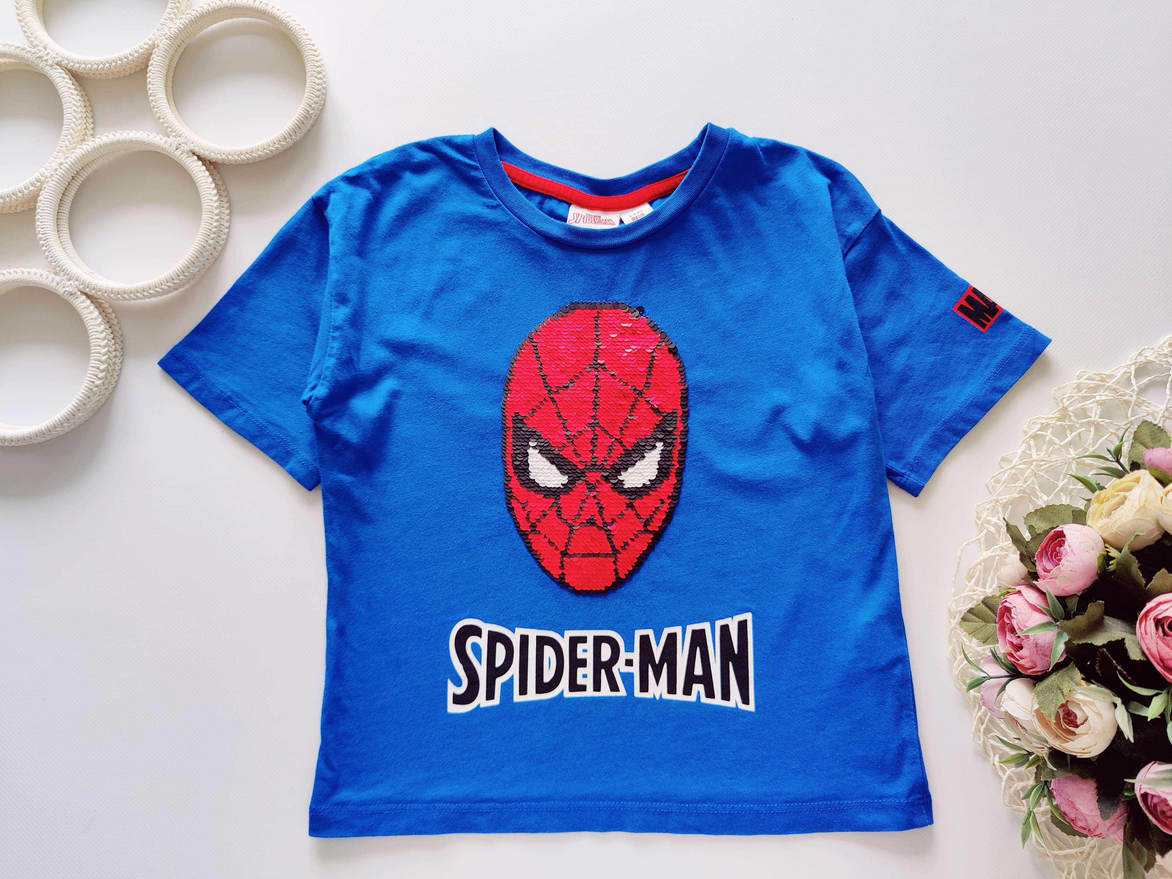 3,4 года, рост 98,104 Футболка с пайетками Spidermen