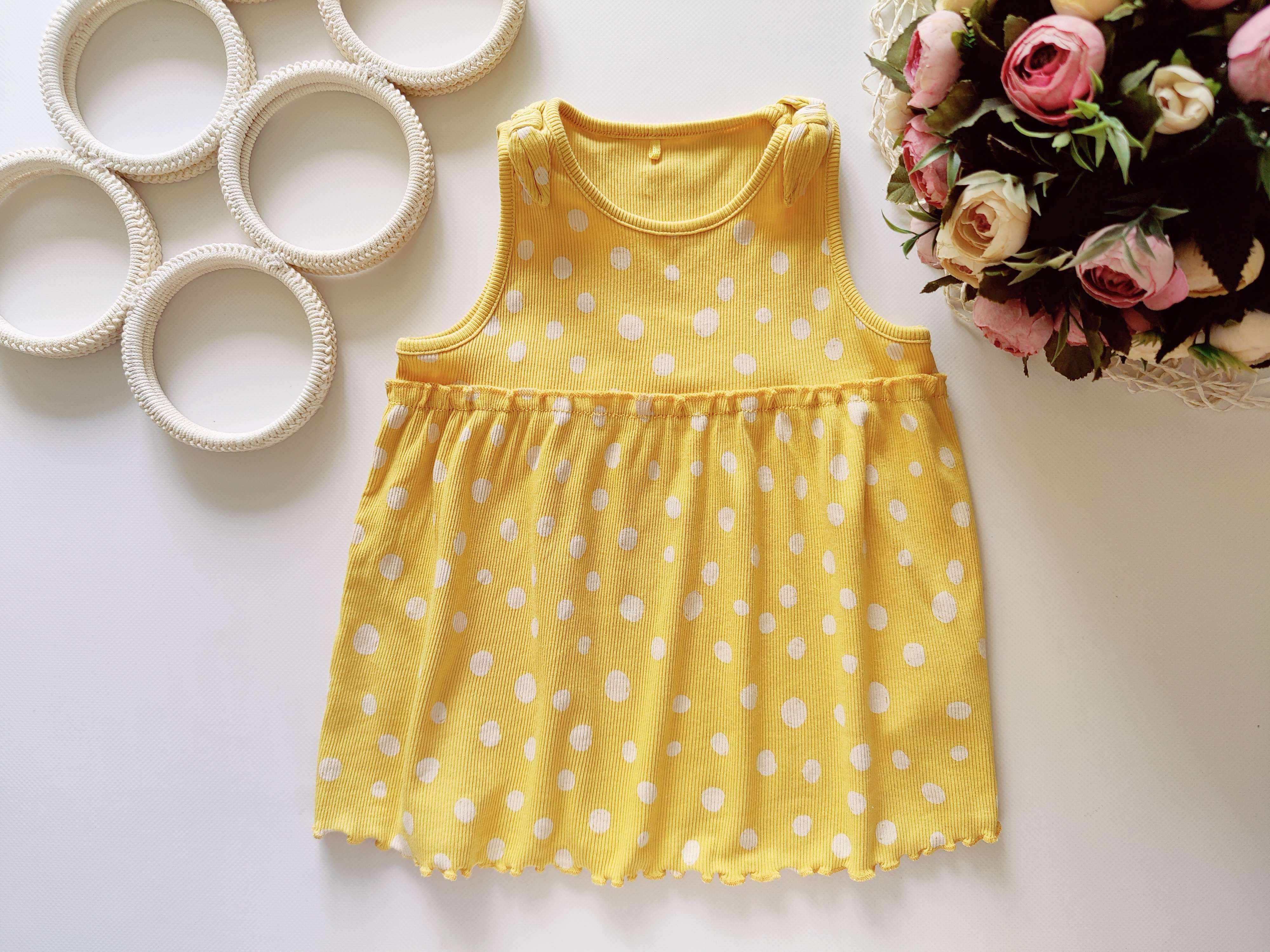 3,4 года, рост 98,104 Желтая футболка в горох