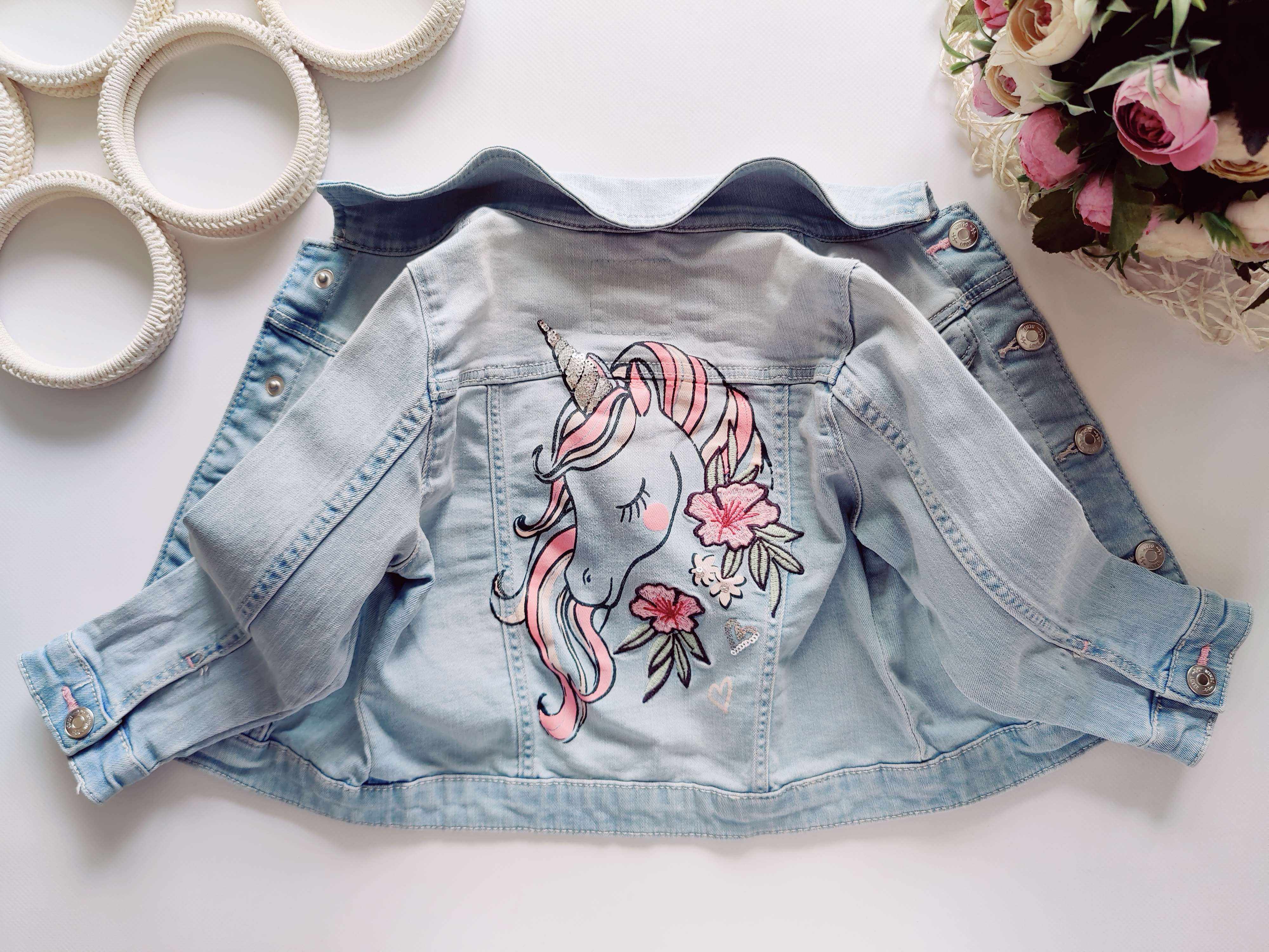 3 года, рост 98 Джинсовка с единорогом стретч