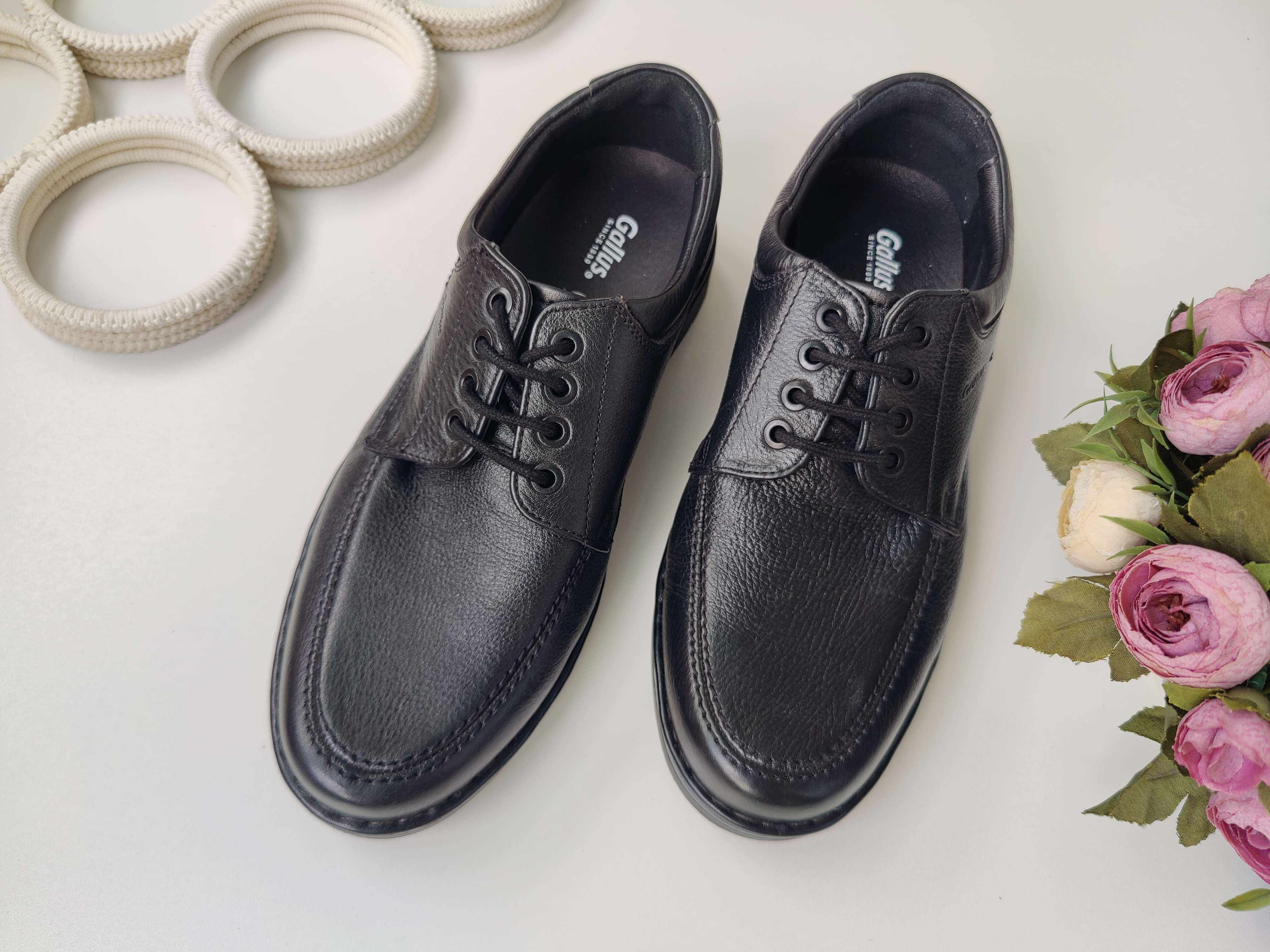 40 (27 см) М'які чорні шкіряні туфлі чоловічі Gallus