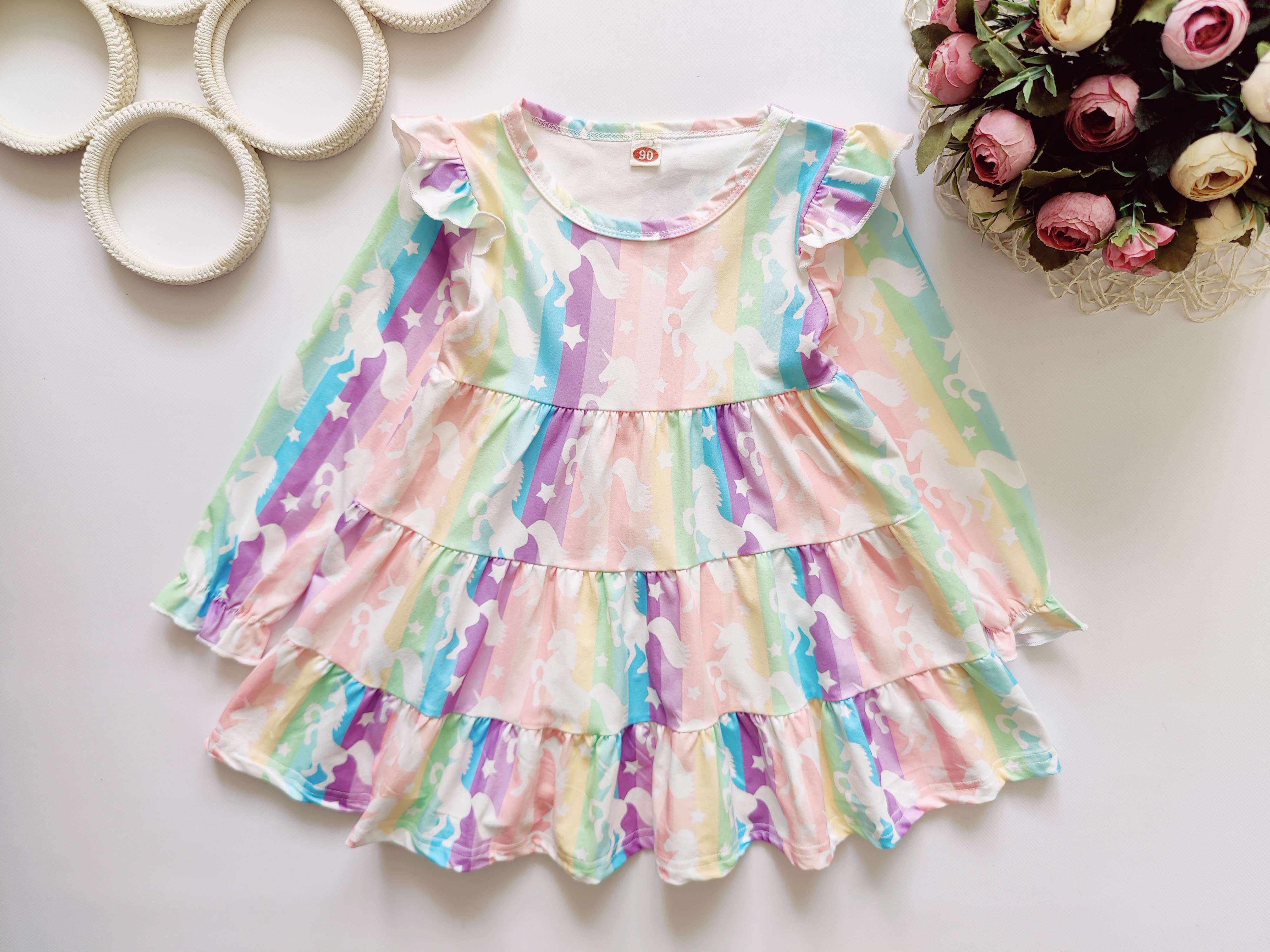 18,24 мес, рост 86,92 Платье с рукавами в единорогах