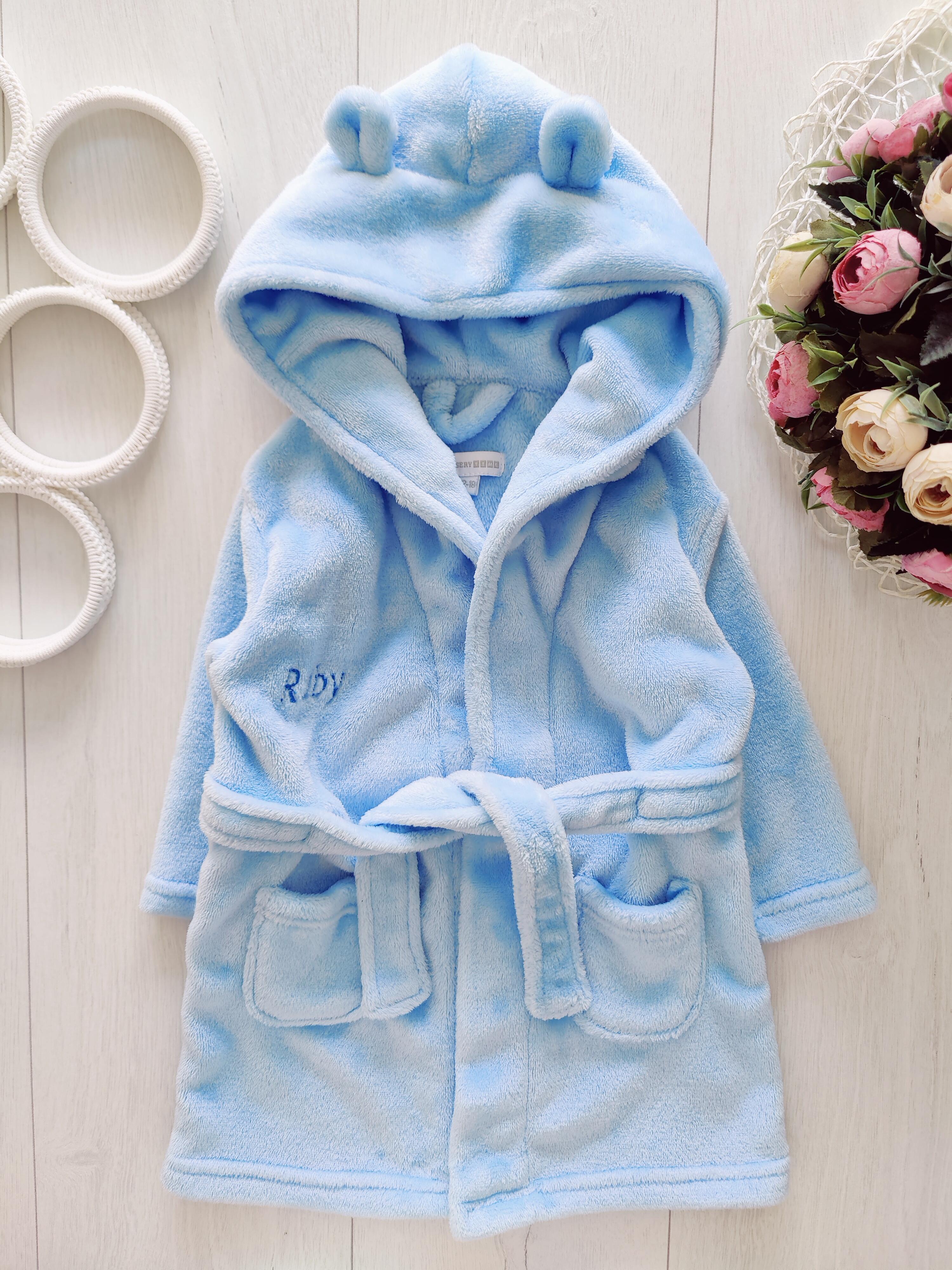 12,18 мес, рост 80,86 Голубой халат с ушками