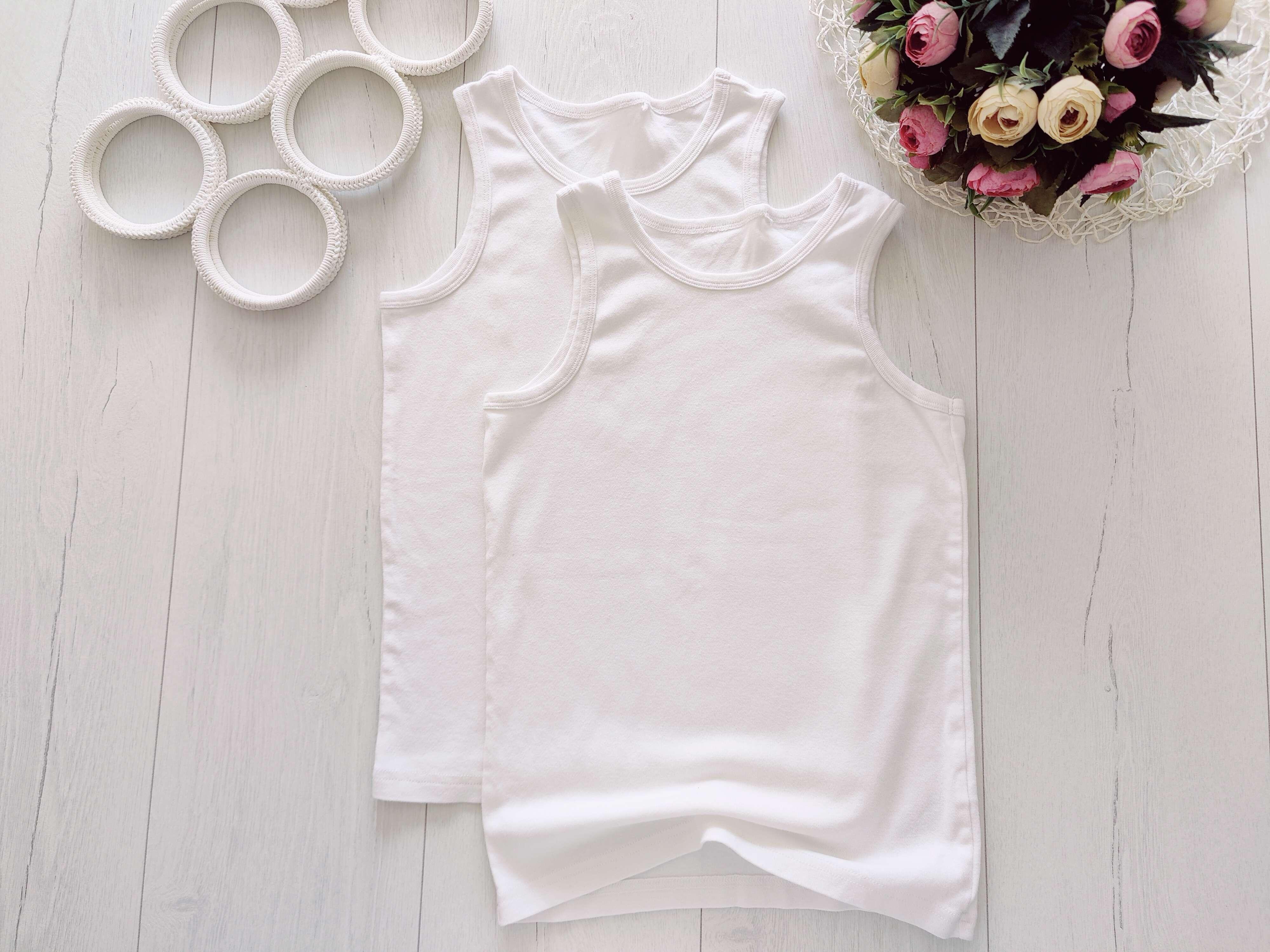 11,12 лет, рост 152 Белые детские майки