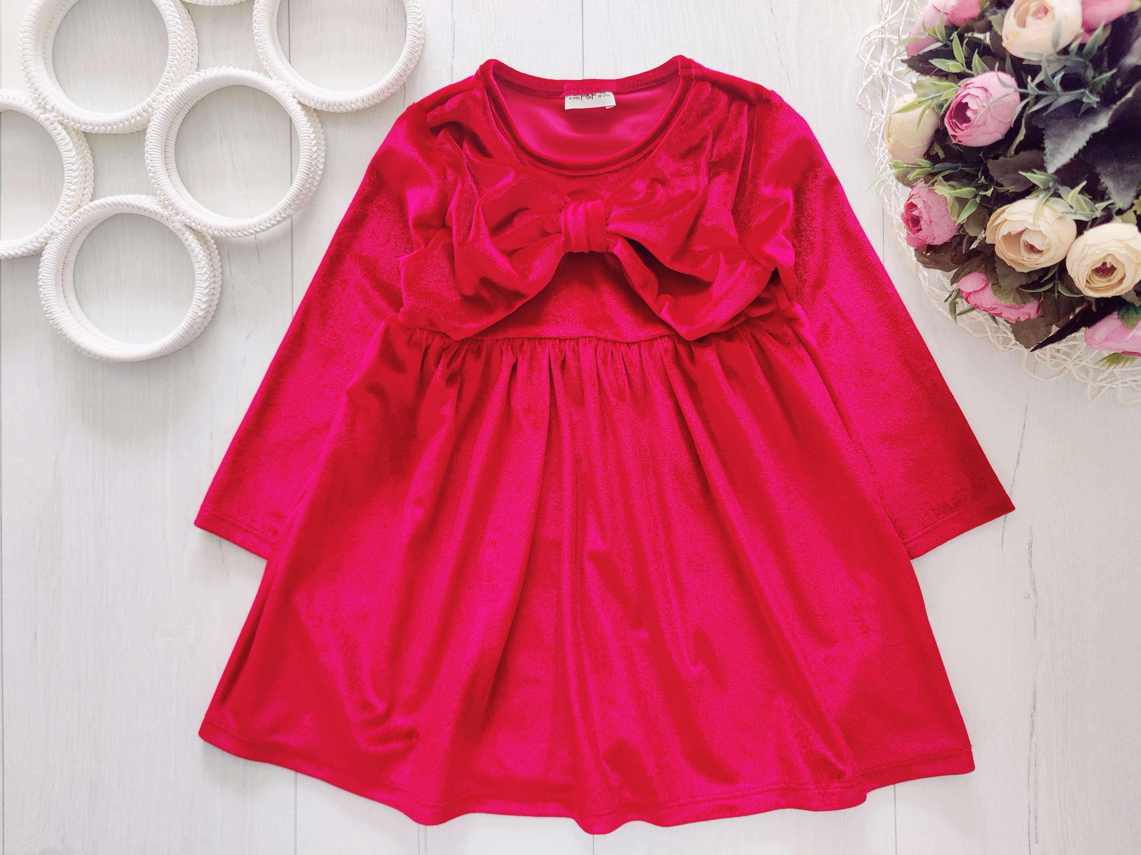 18,24 мес, рост 92 Красное бархатное платье
