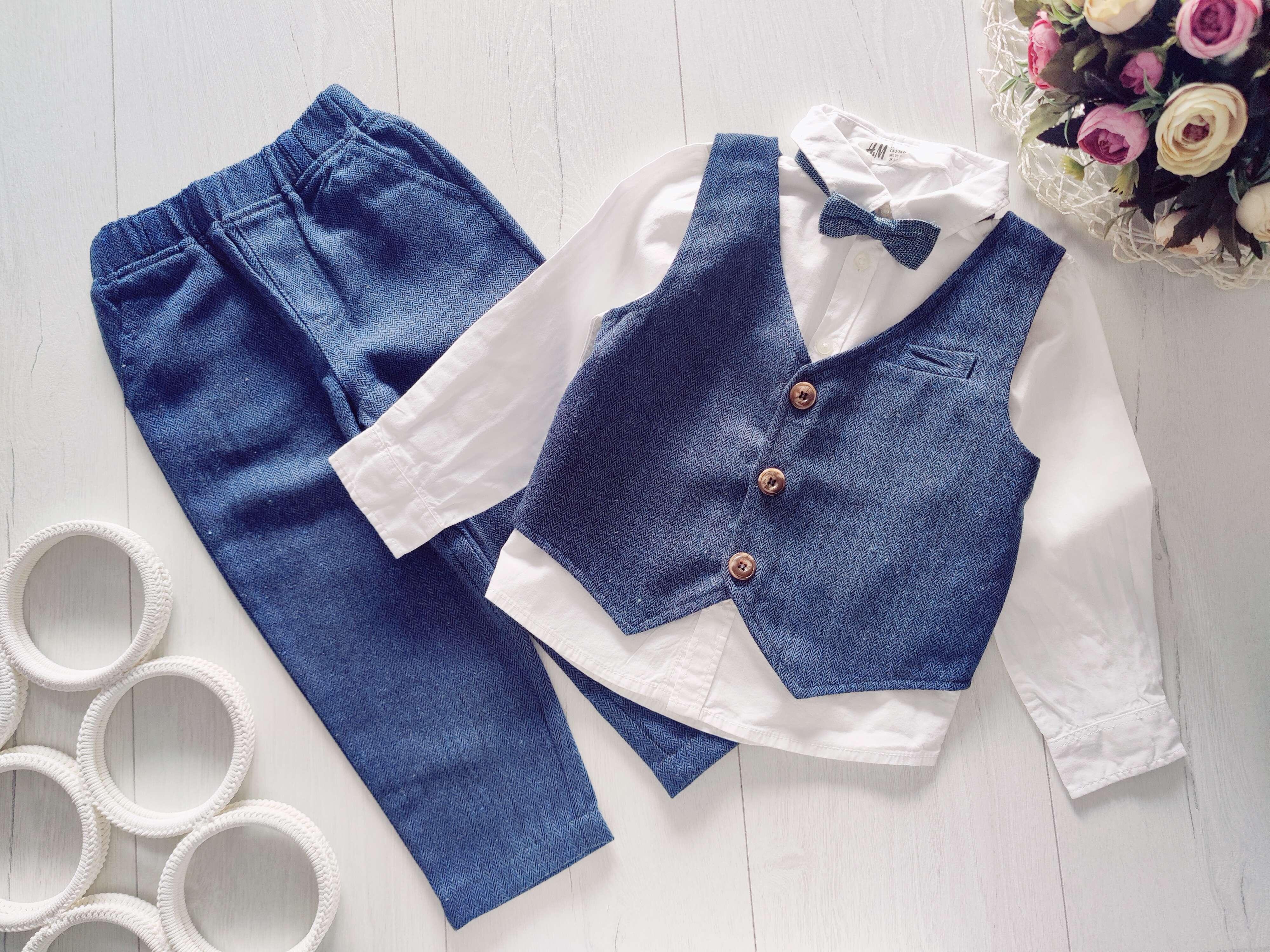 3 роки, зріст 98 Костюм ошатний і біла сорочка з метеликом