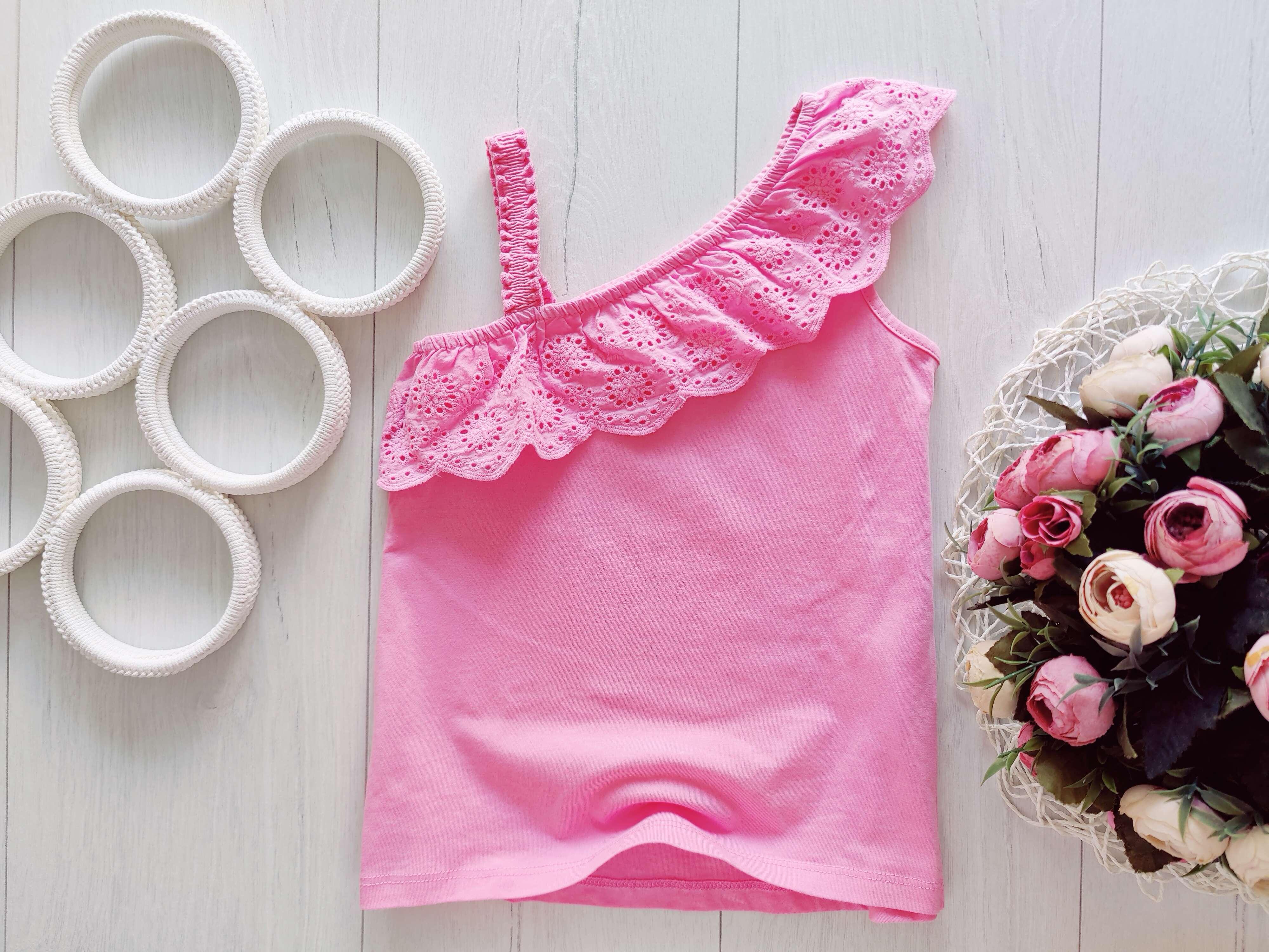 7 років, зріст 122 Рожева футболка з рюшами