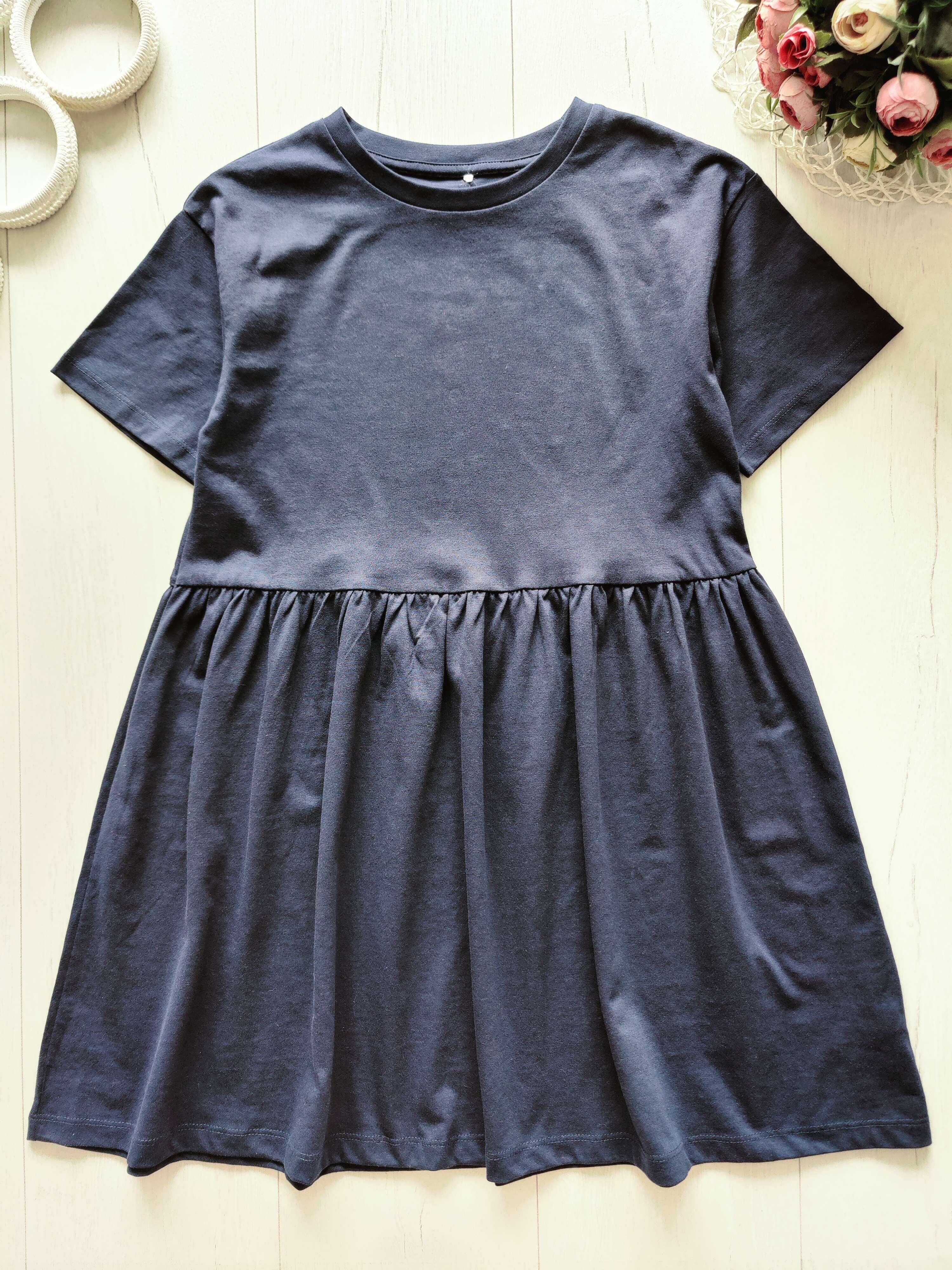 10,11 років, зріст 140,146 Нове трикотажне синє плаття