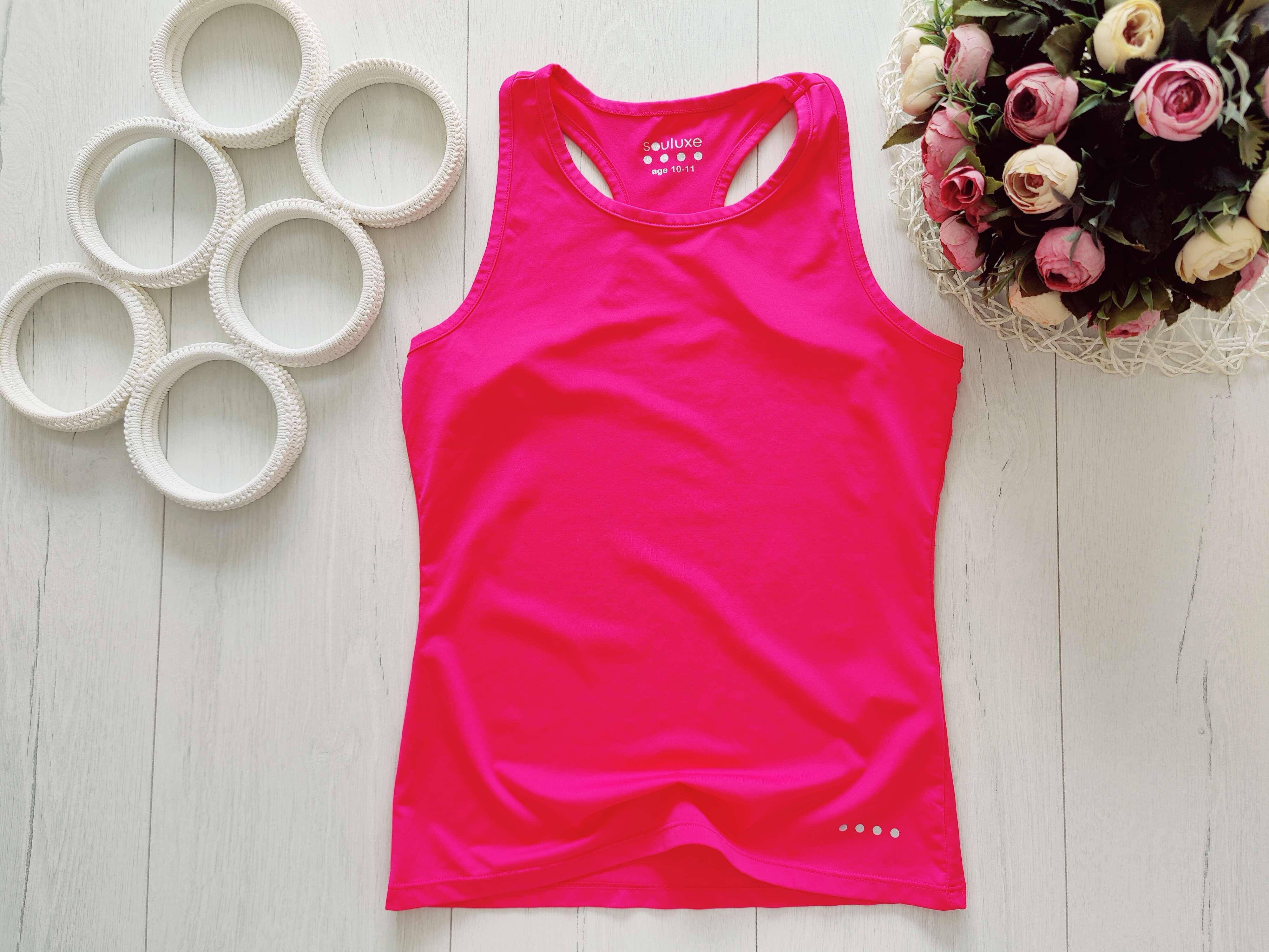 10,11 лет, рост 140,146 Розовая спортивная майка