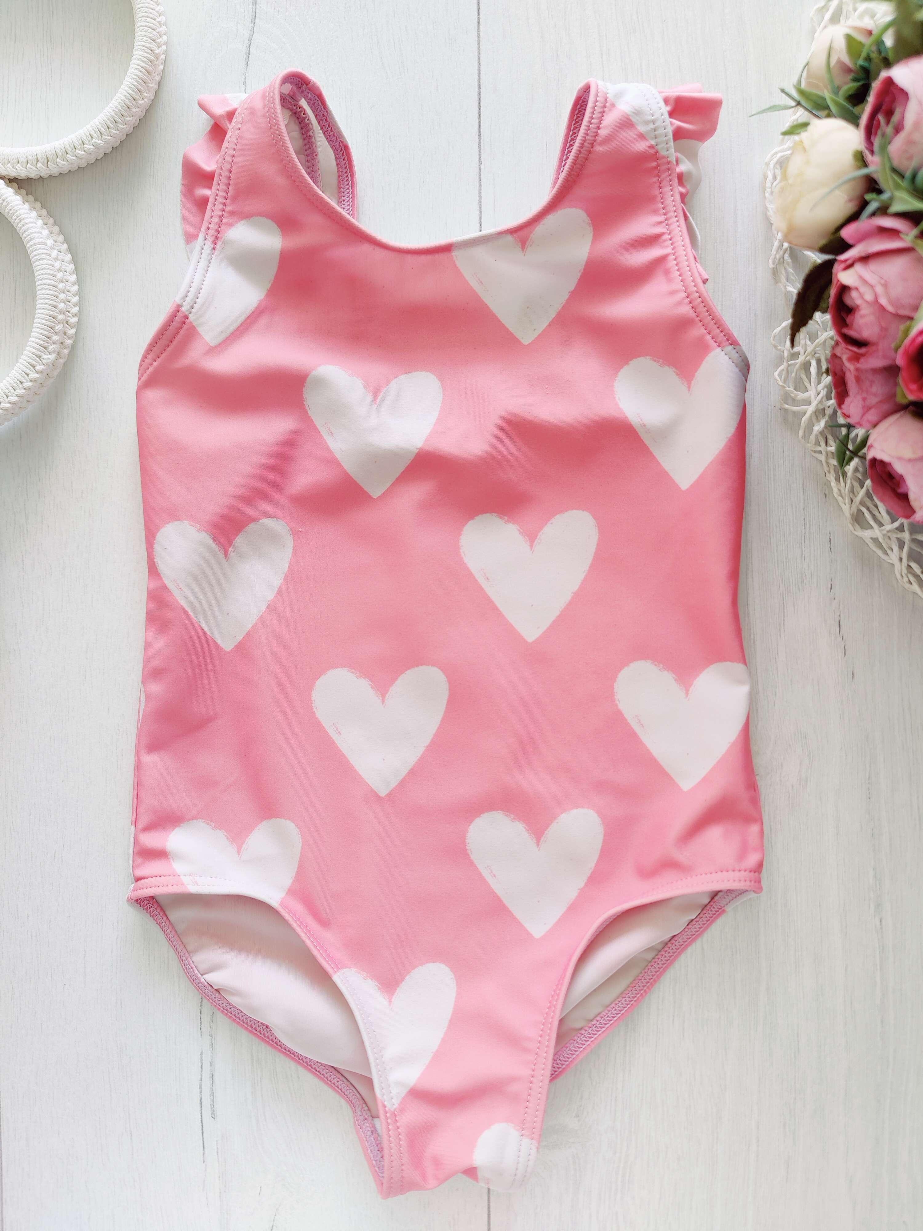 3,4 роки, зріст 98,104 Гарний дитячий купальник у сердечках