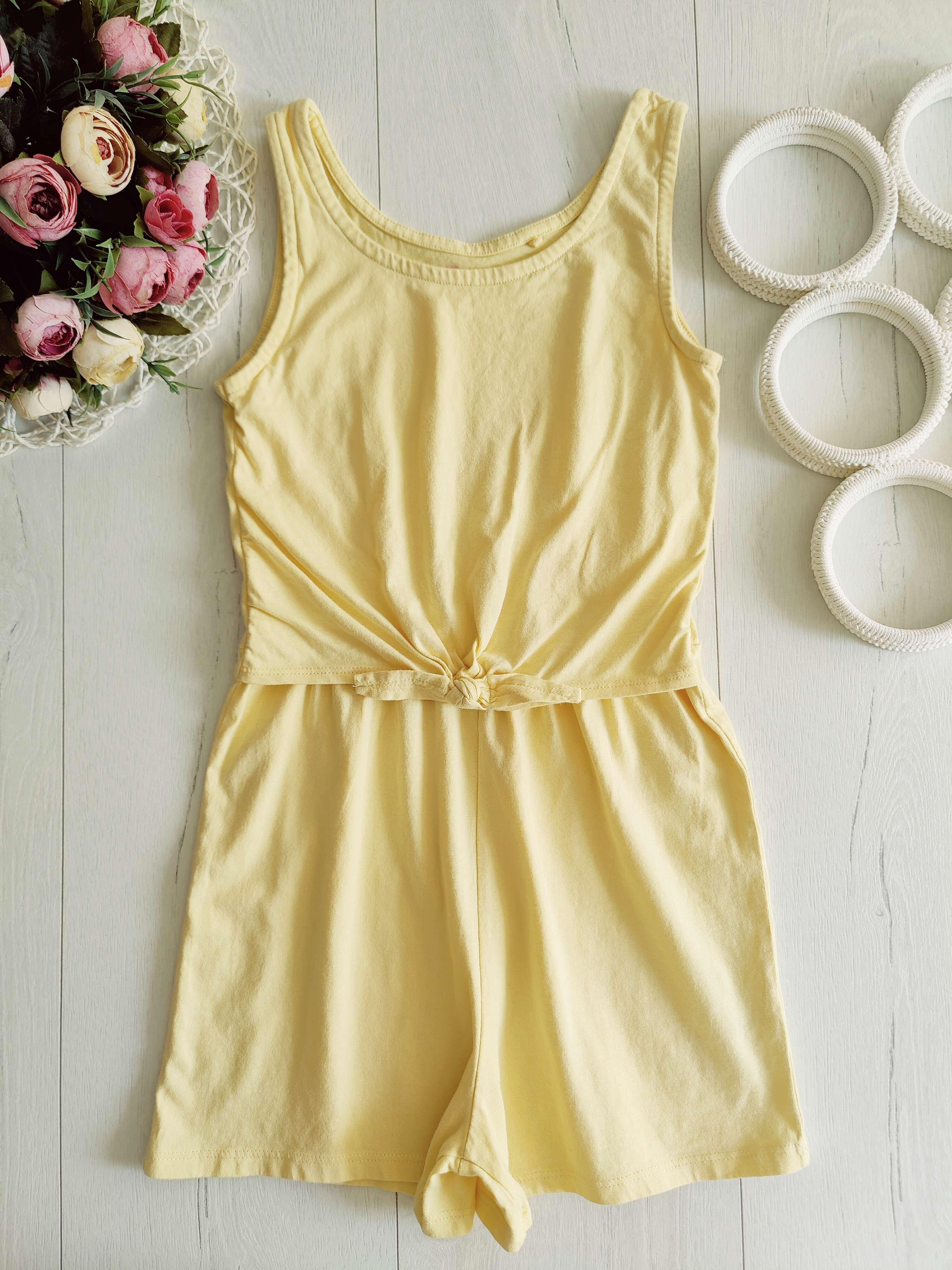 8 років, зріст 128 Жовтий ромпер літній