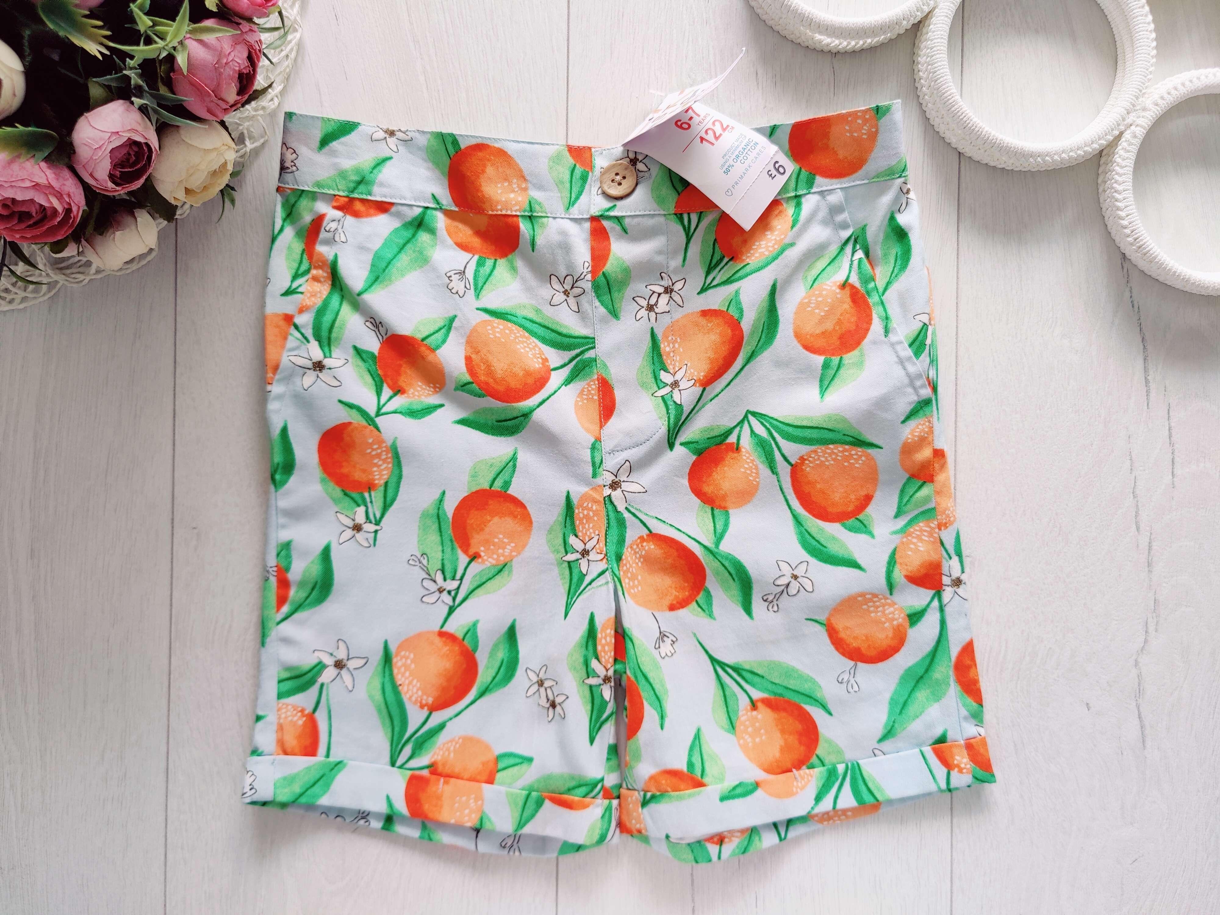 6,7 лет, рост 122 Новые хлопковые шорты в апельсинах