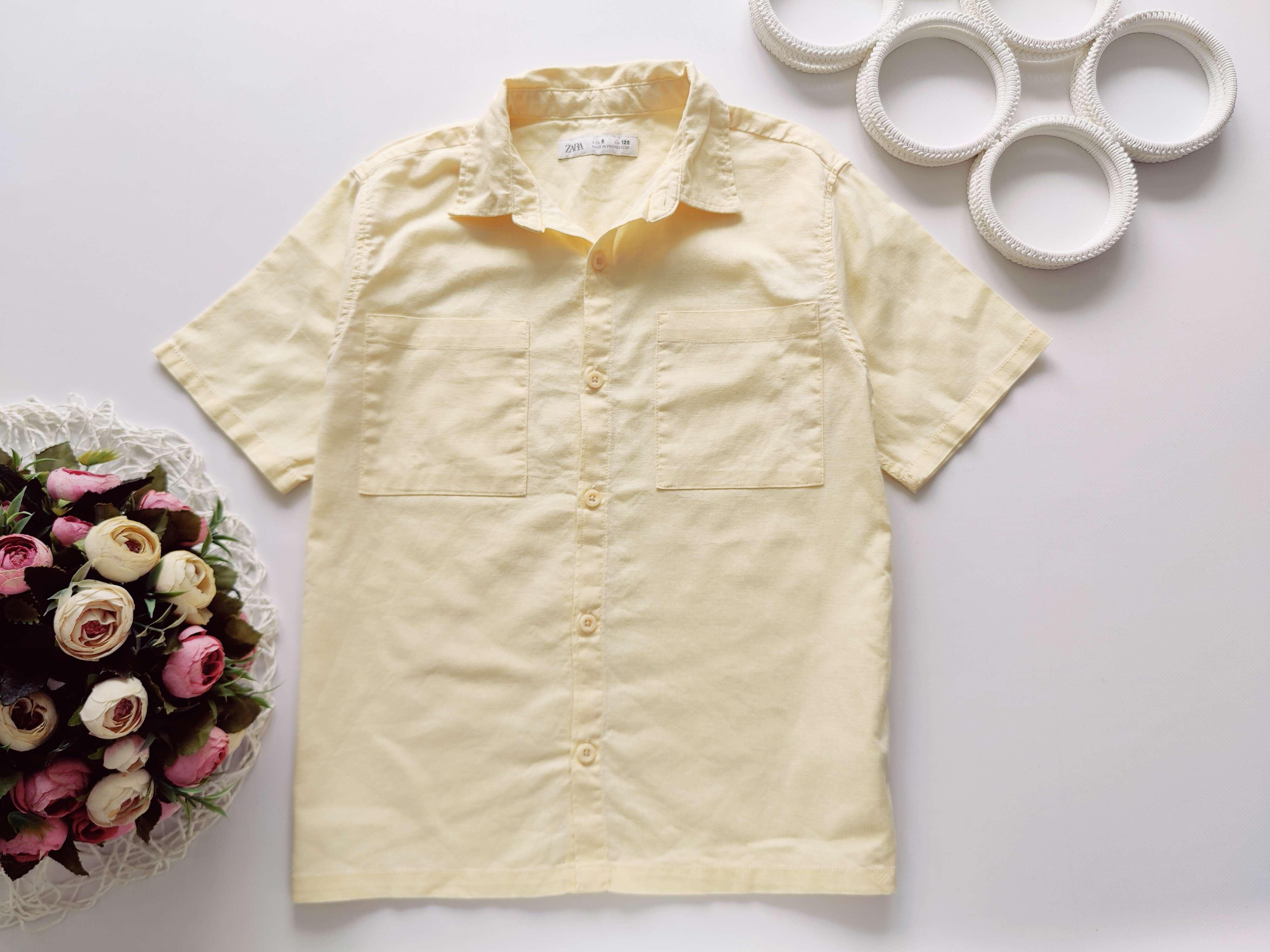 8 років, зріст 128 Лляна жовта сорочка