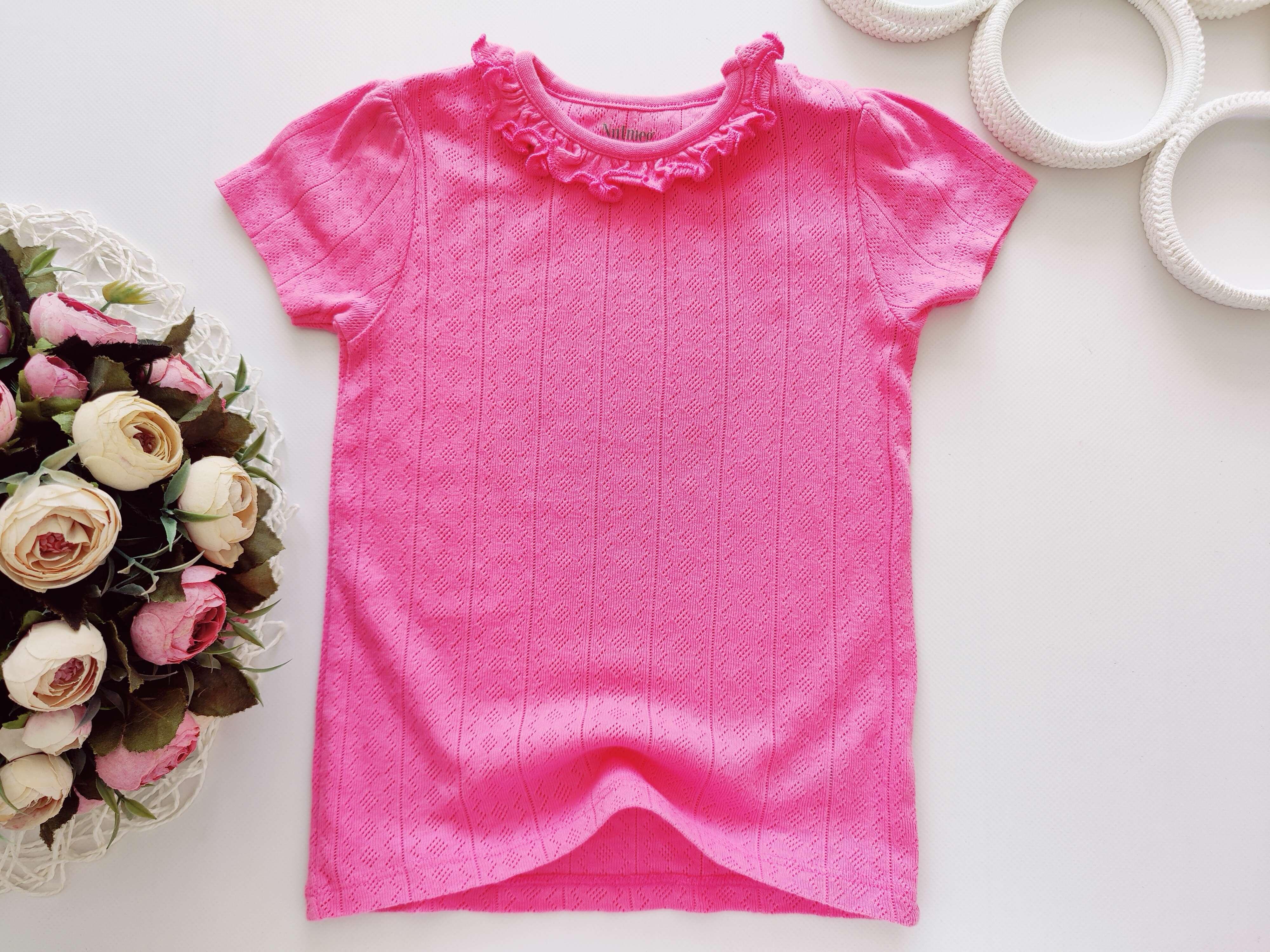 2,3 роки, зріст 92,98 Футболка рожева з рюшами