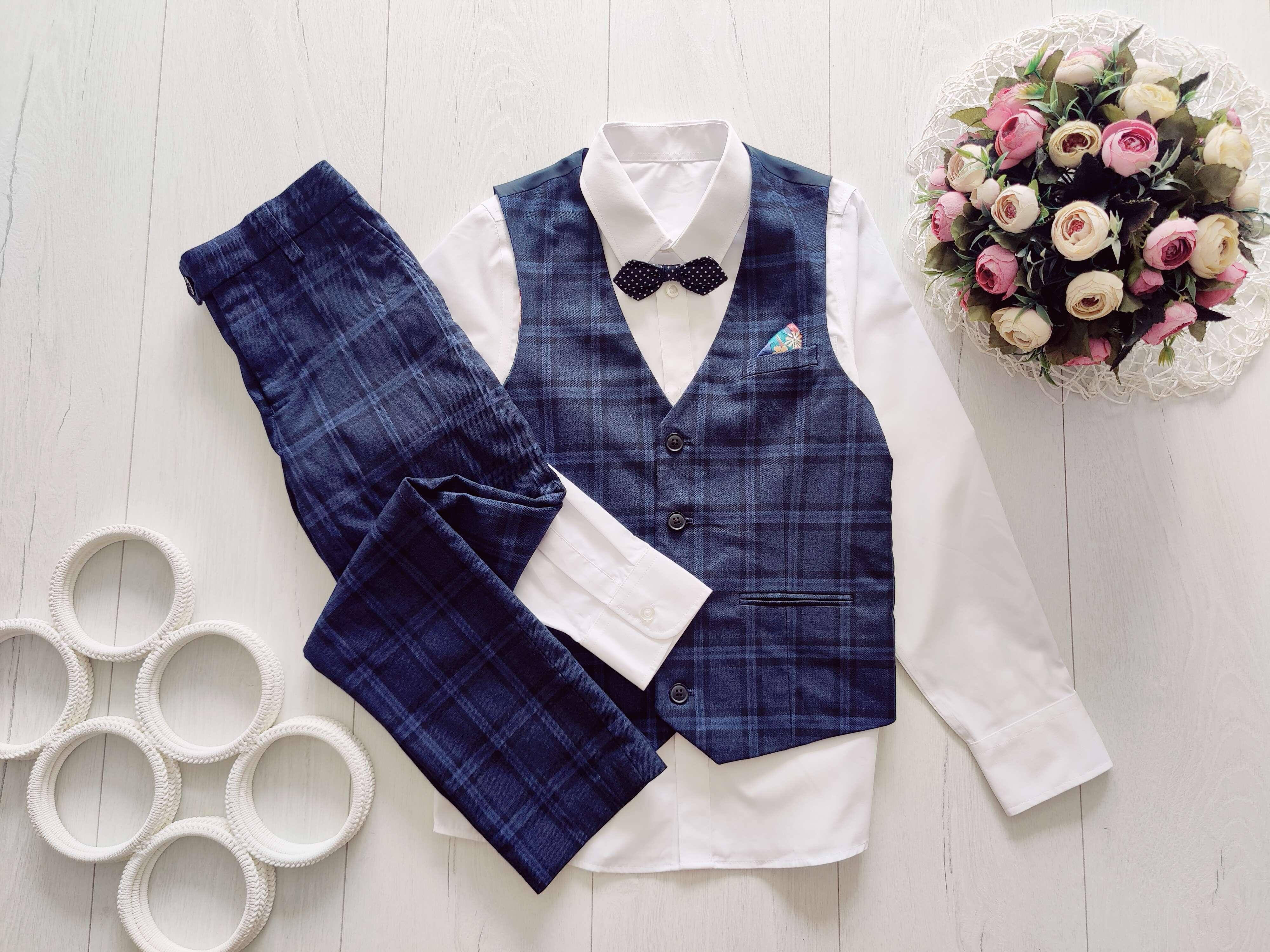 10 років, зріст 140 Нова сорочка, штани і жилетка (ошатний брючний костюм)