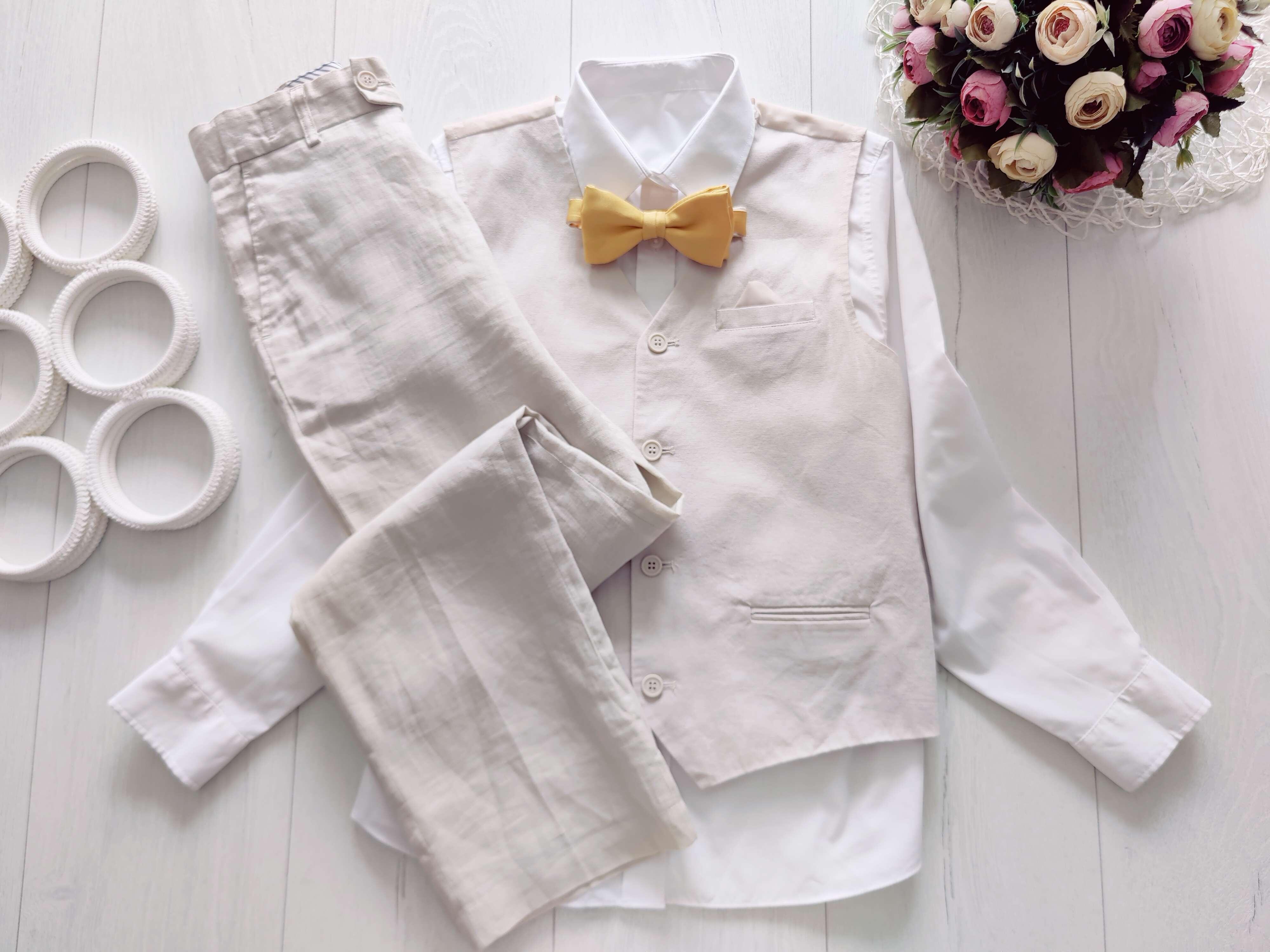 12 років, зріст 152 Лляний брючний костюм і біла сорочка