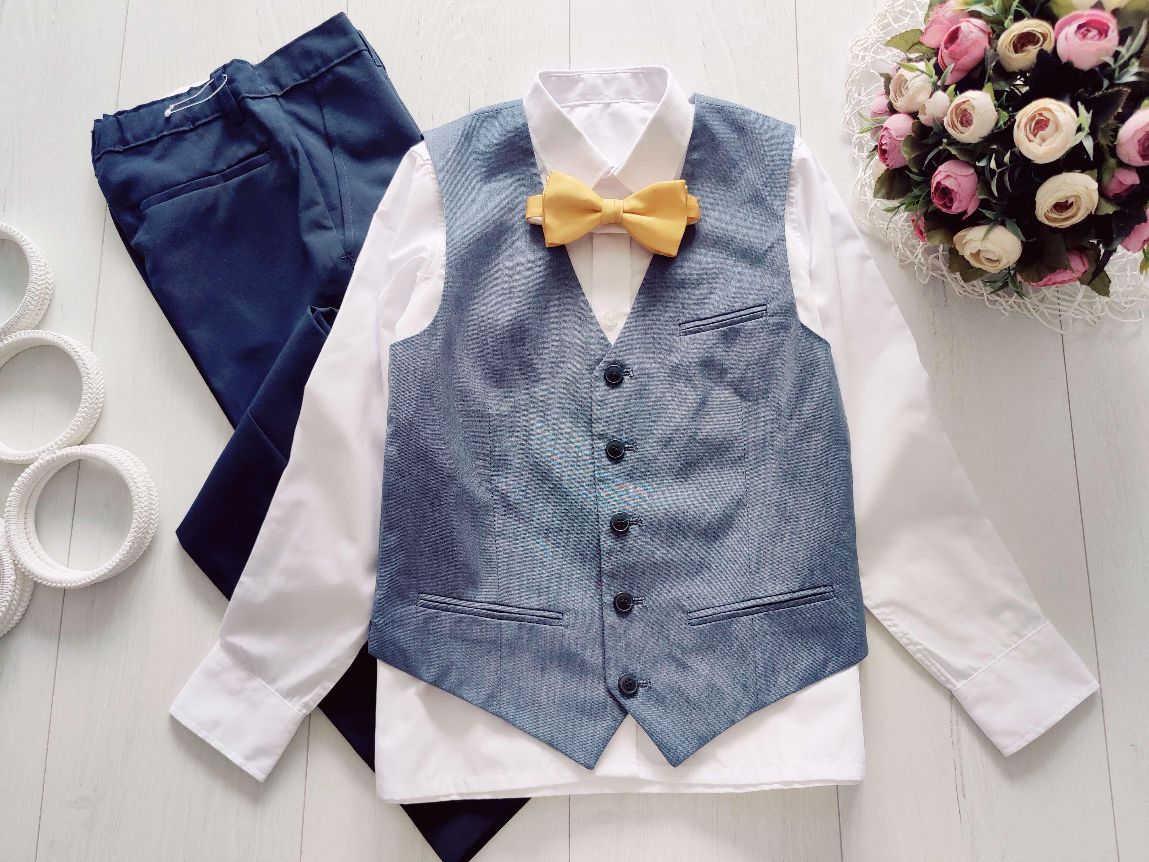 10,11 років, зріст 140,146 Нова біла сорочка, штани і жилетка (ошатний брючний костюм)