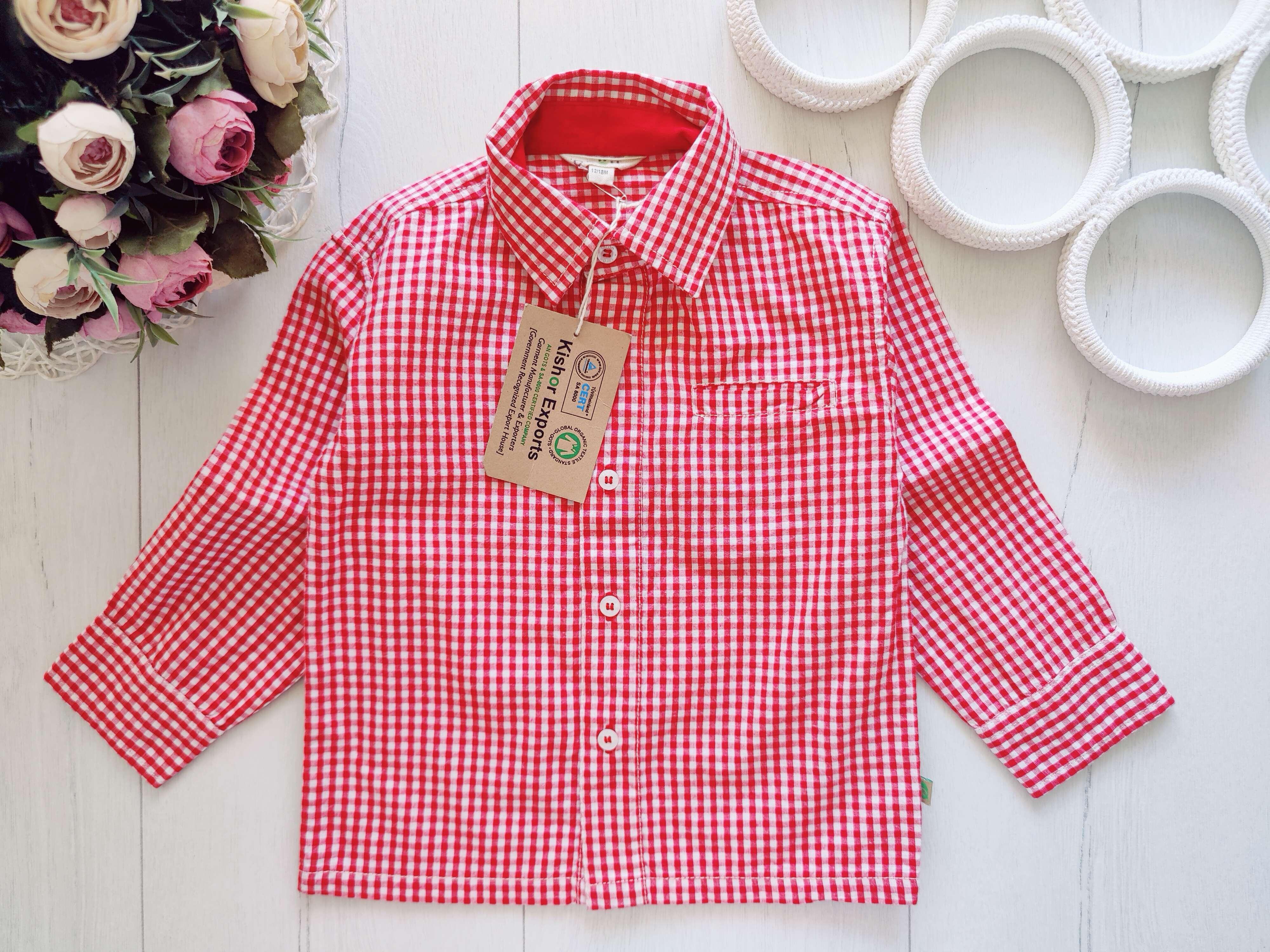 12,18 міс, зріст 80,86 Нова червона сорочка в клітинку